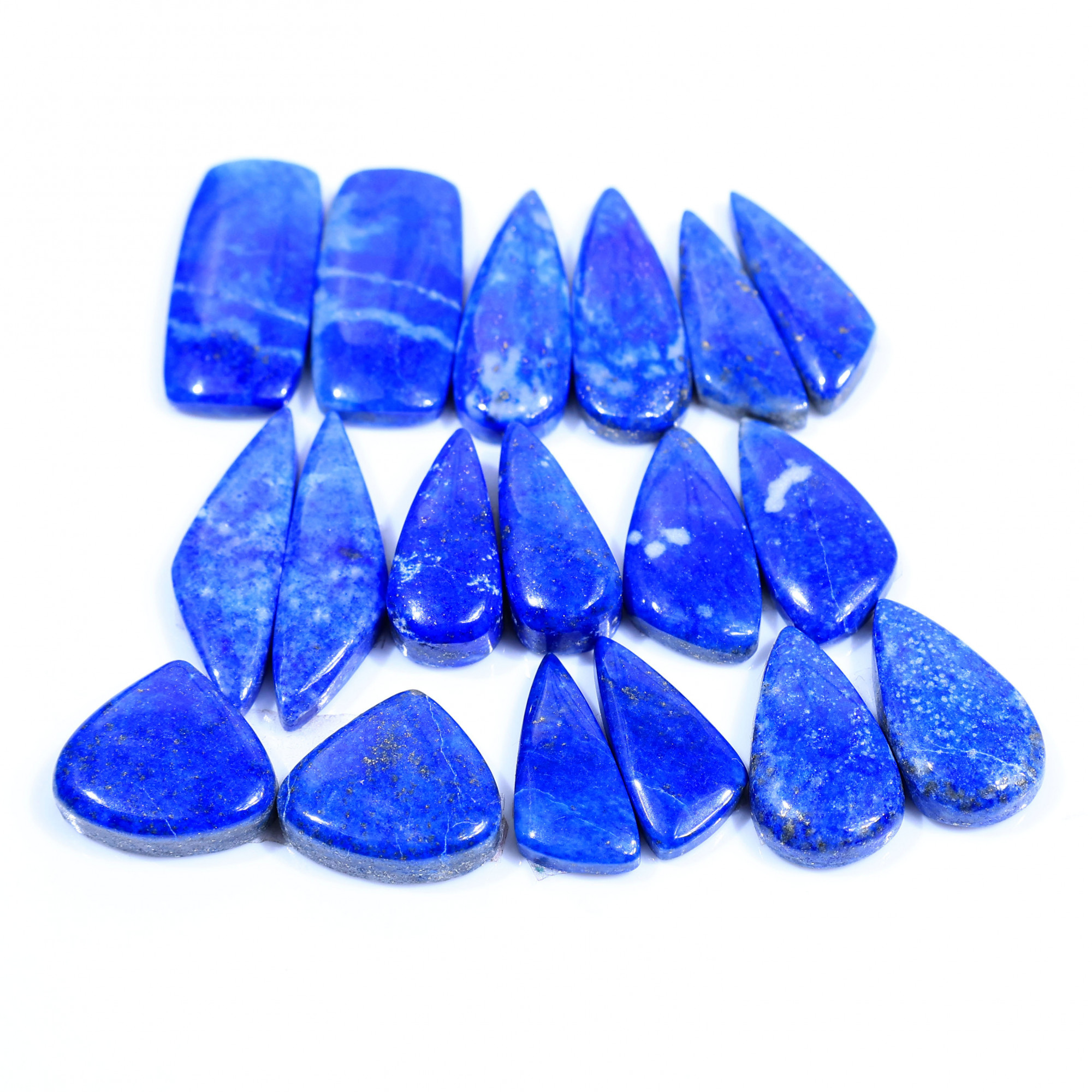 9 Pair 193Cts Natural Lapis Lazuli Cabochon Gemstone Pairs Lot for Earrings Jewelry Making 26x10 15x17mm 20083