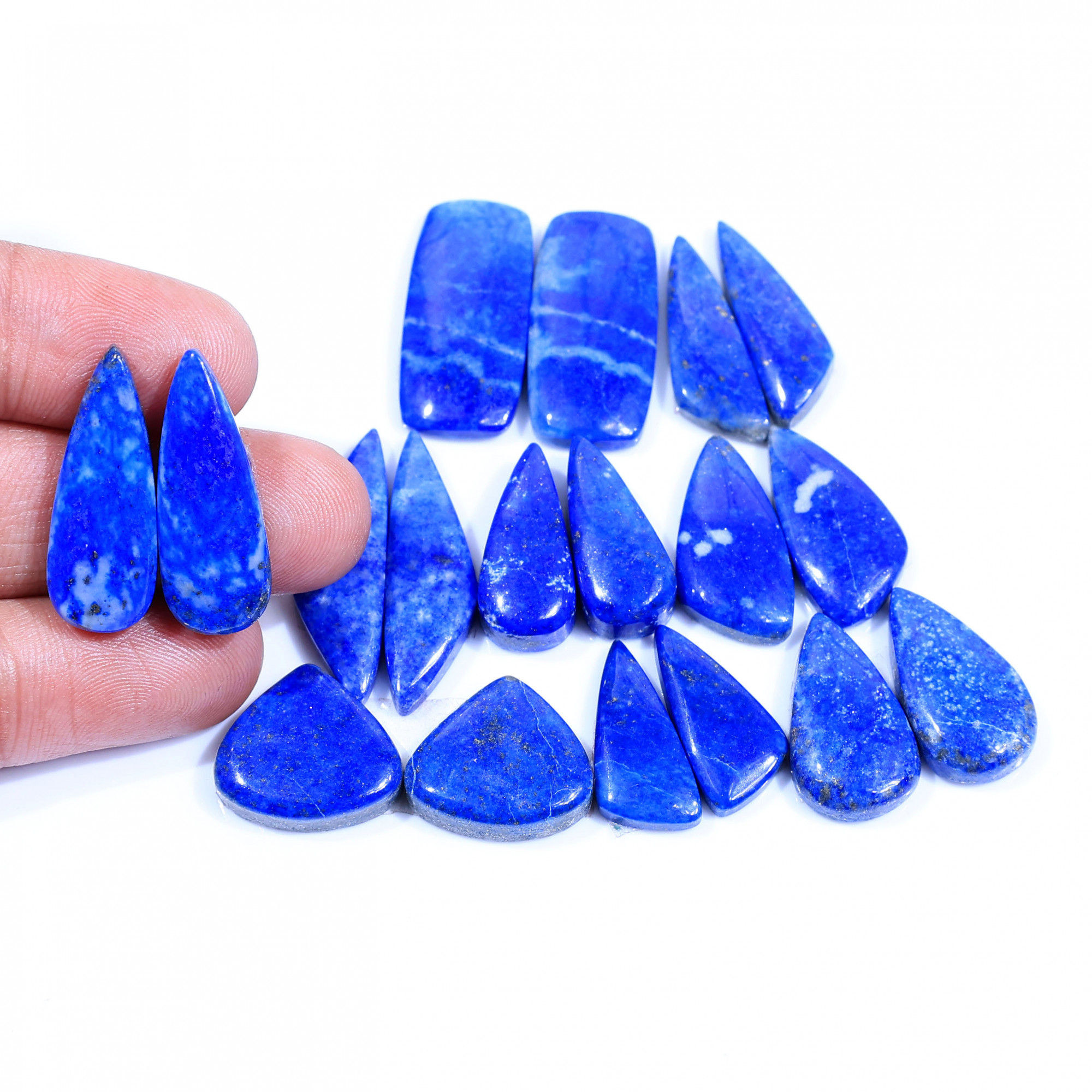9 Pair 193Cts Natural Lapis Lazuli Cabochon Gemstone Pairs Lot for Earrings Jewelry Making 26x10 15x17mm 20083