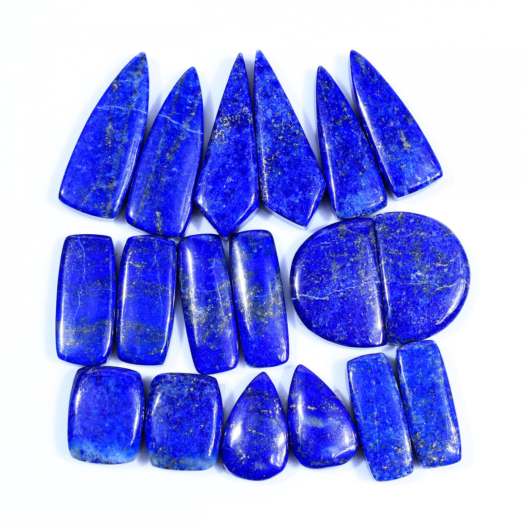 9 Pair 266Cts  Natural Lapis Lazuli Cabochon Gemstone Pairs Lot for Earrings Jewelry Making 32x10 18x11mm 20084