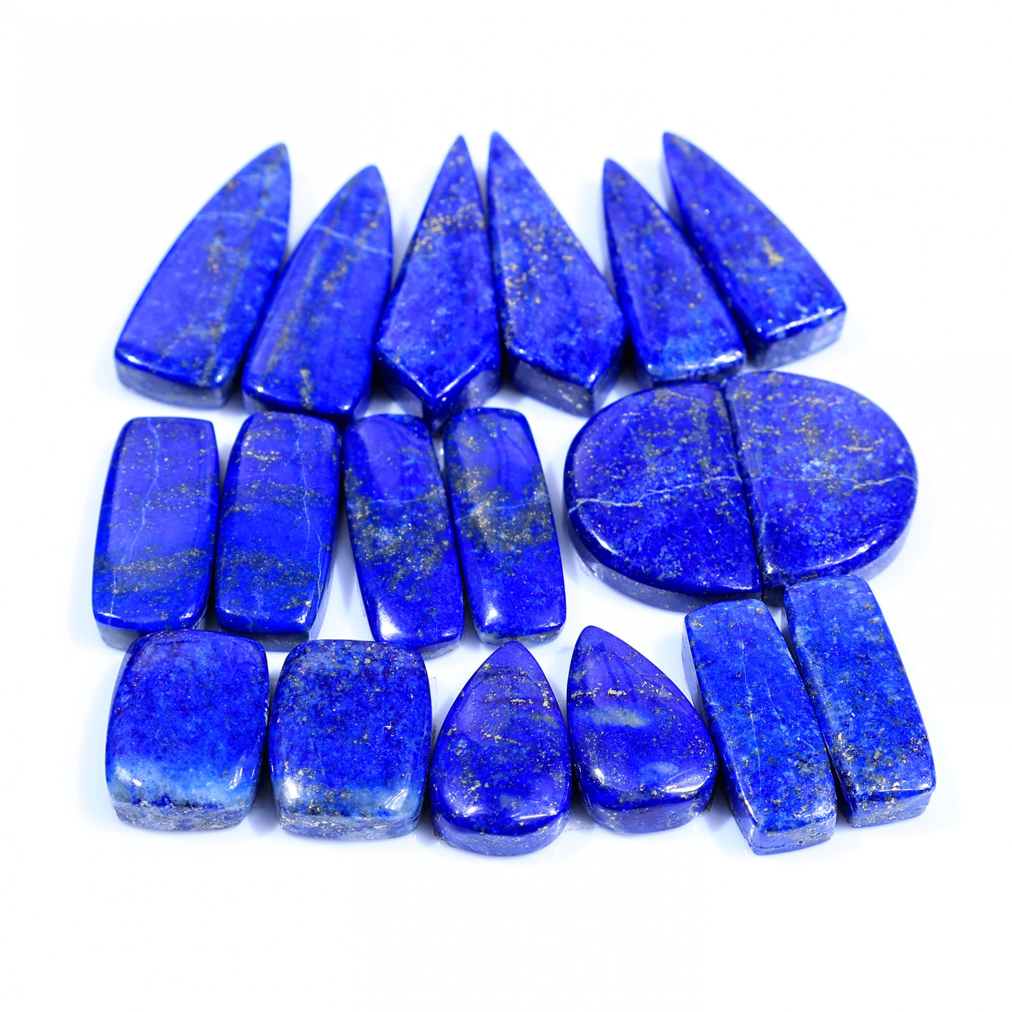 9 Pair 266Cts  Natural Lapis Lazuli Cabochon Gemstone Pairs Lot for Earrings Jewelry Making 32x10 18x11mm 20084