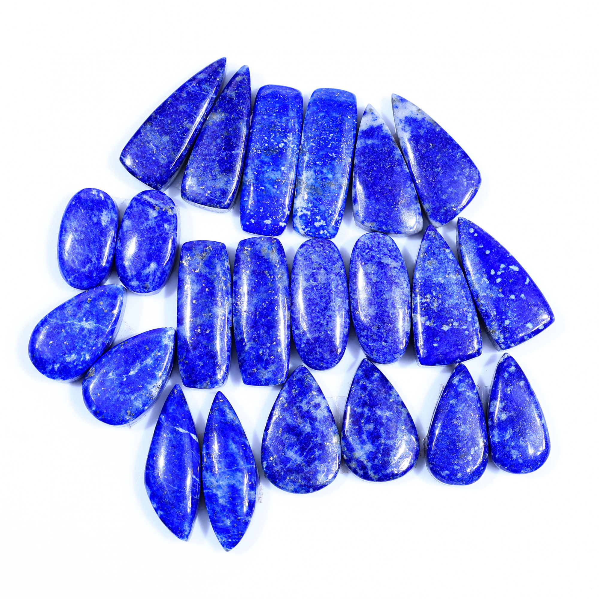 11 Pair 255Cts Natural Lapis Lazuli Cabochon Gemstone Pairs Lot for Earrings Jewelry Making 24x8 16x9mm 20085