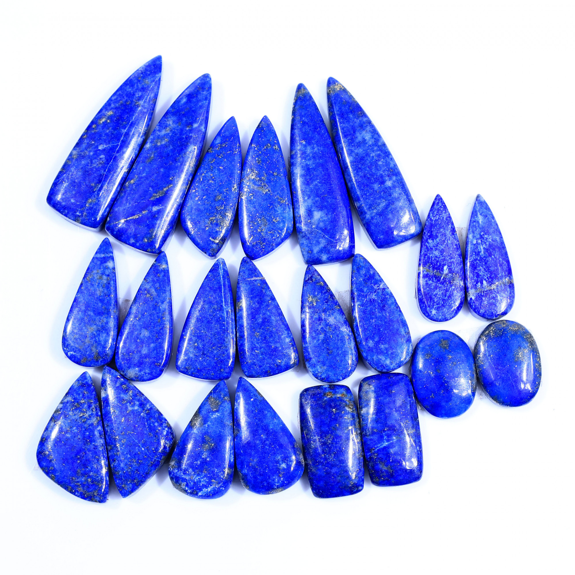 11 Pair 235Cts Natural Lapis Lazuli Cabochon Gemstone Pairs Lot for Earrings Jewelry Making 32x10 14x10mm 20086