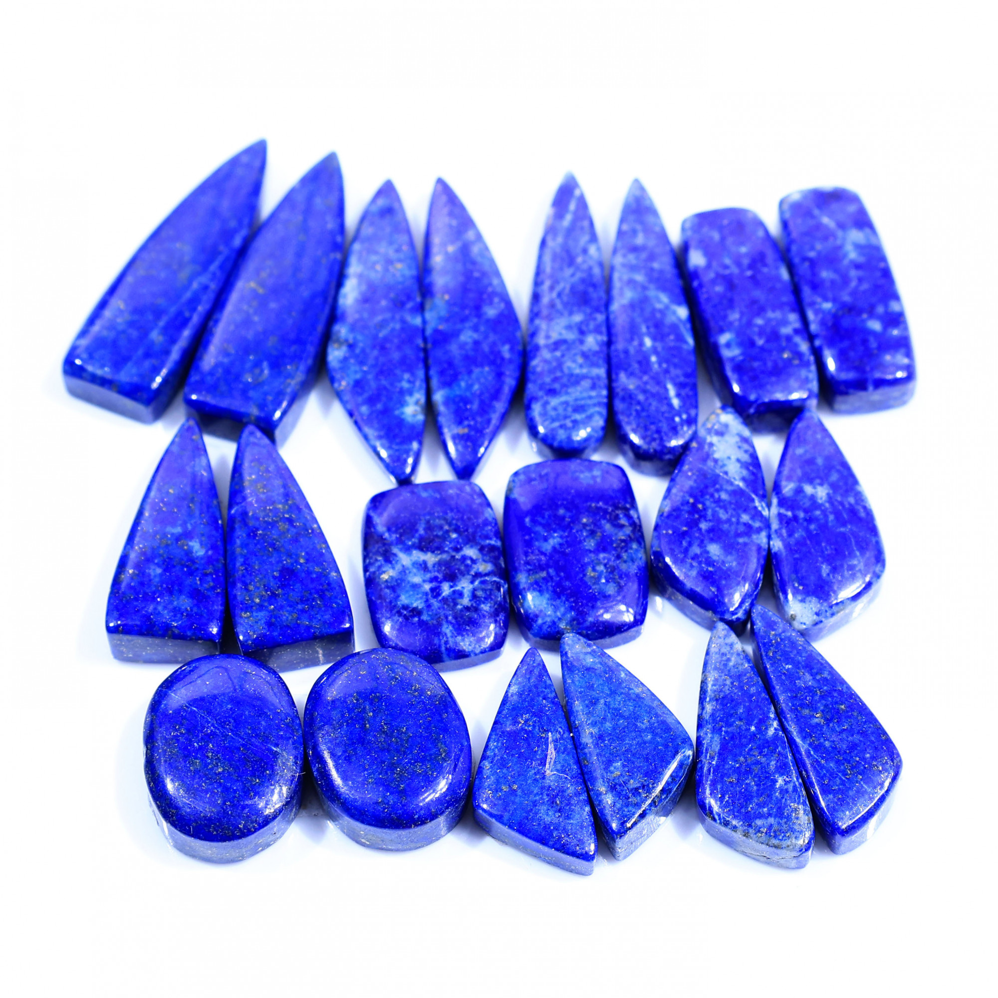 10 Pair 287Cts  Natural Lapis Lazuli Cabochon Gemstone Pairs Lot for Earrings Jewelry Making 33x10 21x9mm 20087