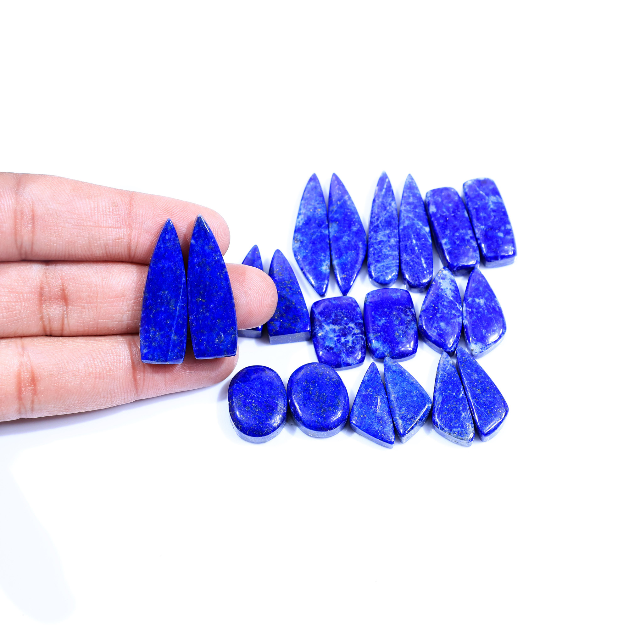10 Pair 287Cts  Natural Lapis Lazuli Cabochon Gemstone Pairs Lot for Earrings Jewelry Making 33x10 21x9mm 20087