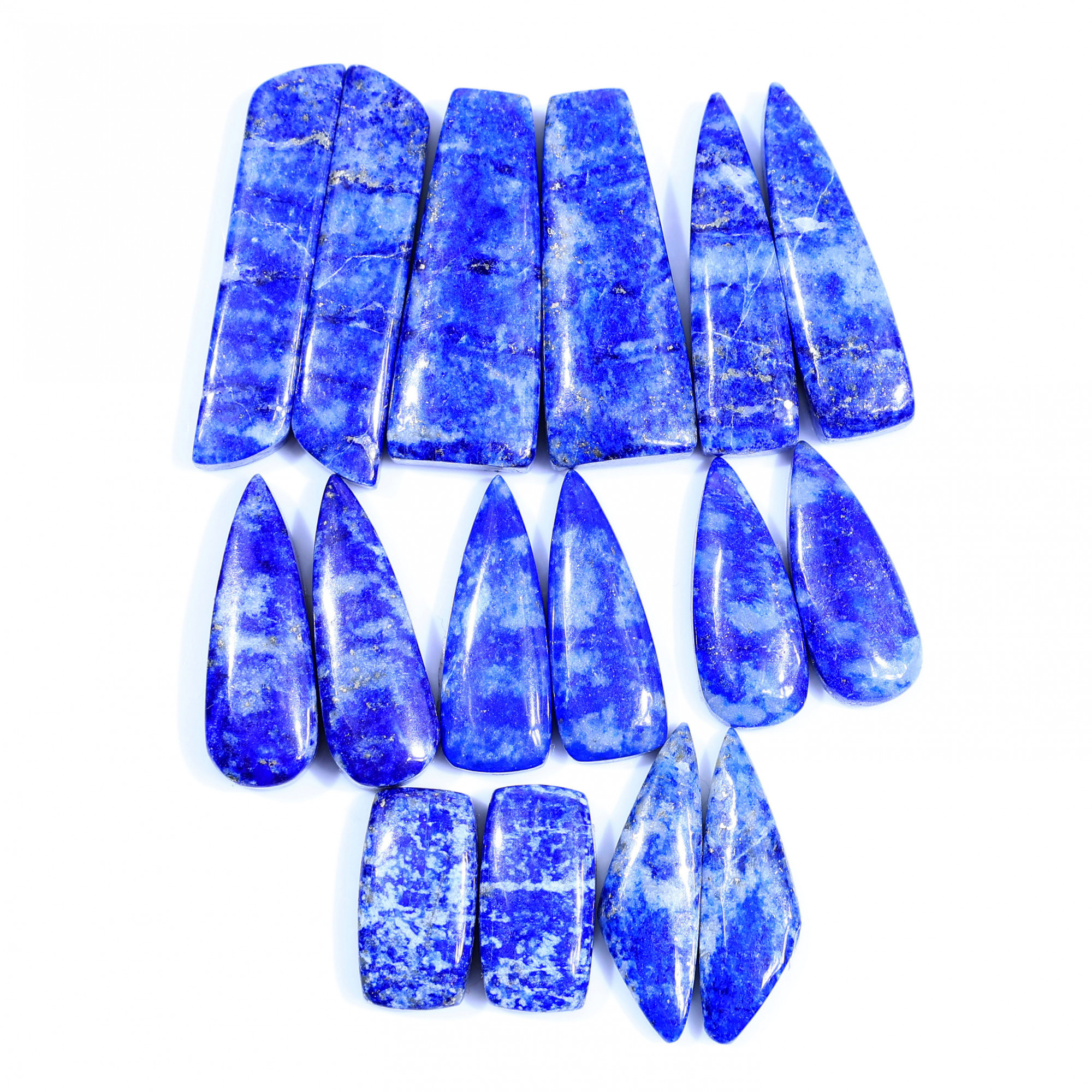 8 Pair 248Cts Natural Lapis Lazuli Cabochon Gemstone Pairs Lot for Earrings Jewelry Making 37x8 27x8mm 20088
