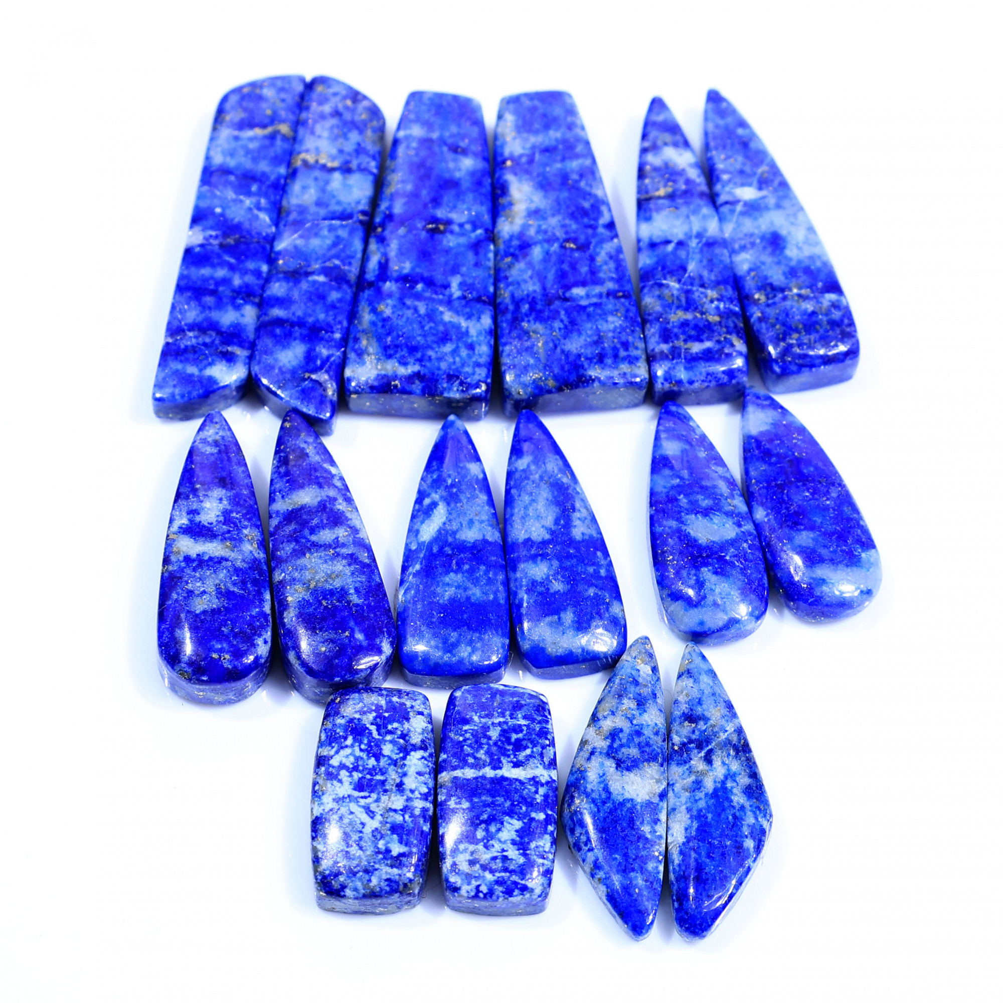 8 Pair 248Cts Natural Lapis Lazuli Cabochon Gemstone Pairs Lot for Earrings Jewelry Making 37x8 27x8mm 20088