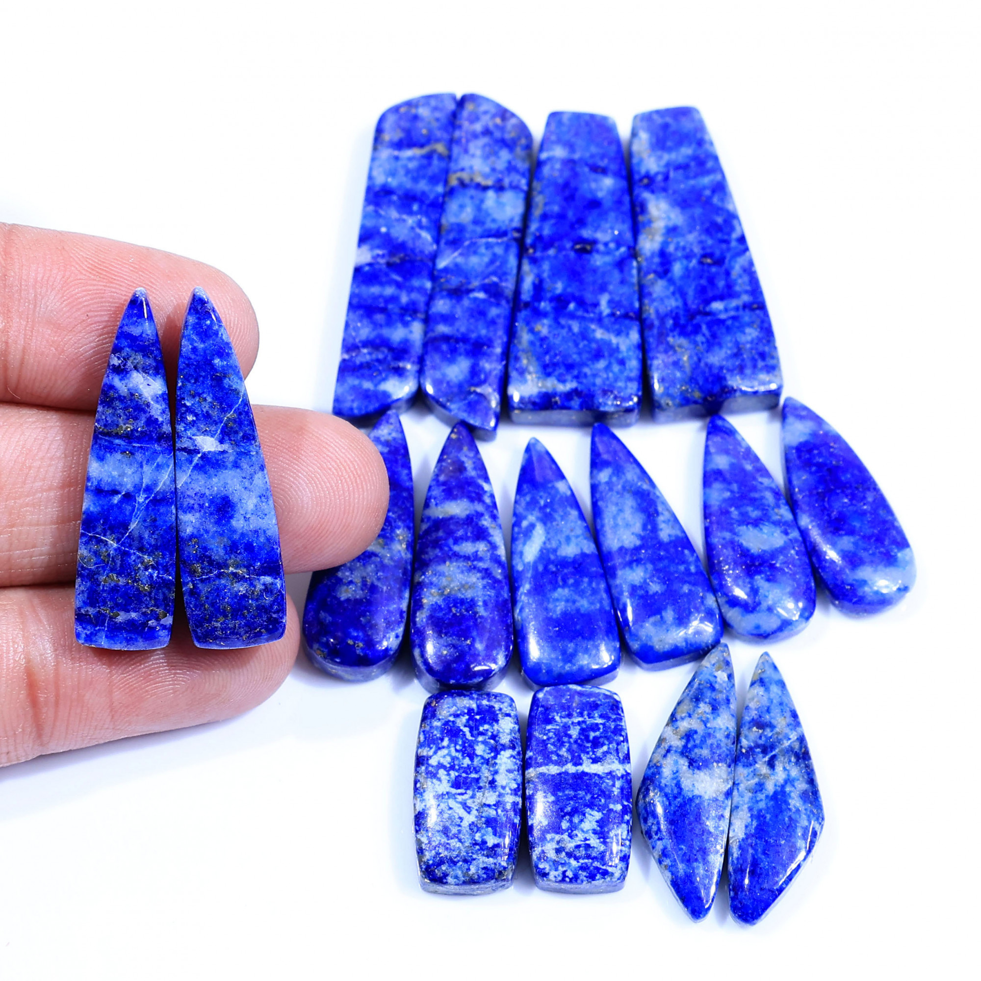 8 Pair 248Cts Natural Lapis Lazuli Cabochon Gemstone Pairs Lot for Earrings Jewelry Making 37x8 27x8mm 20088