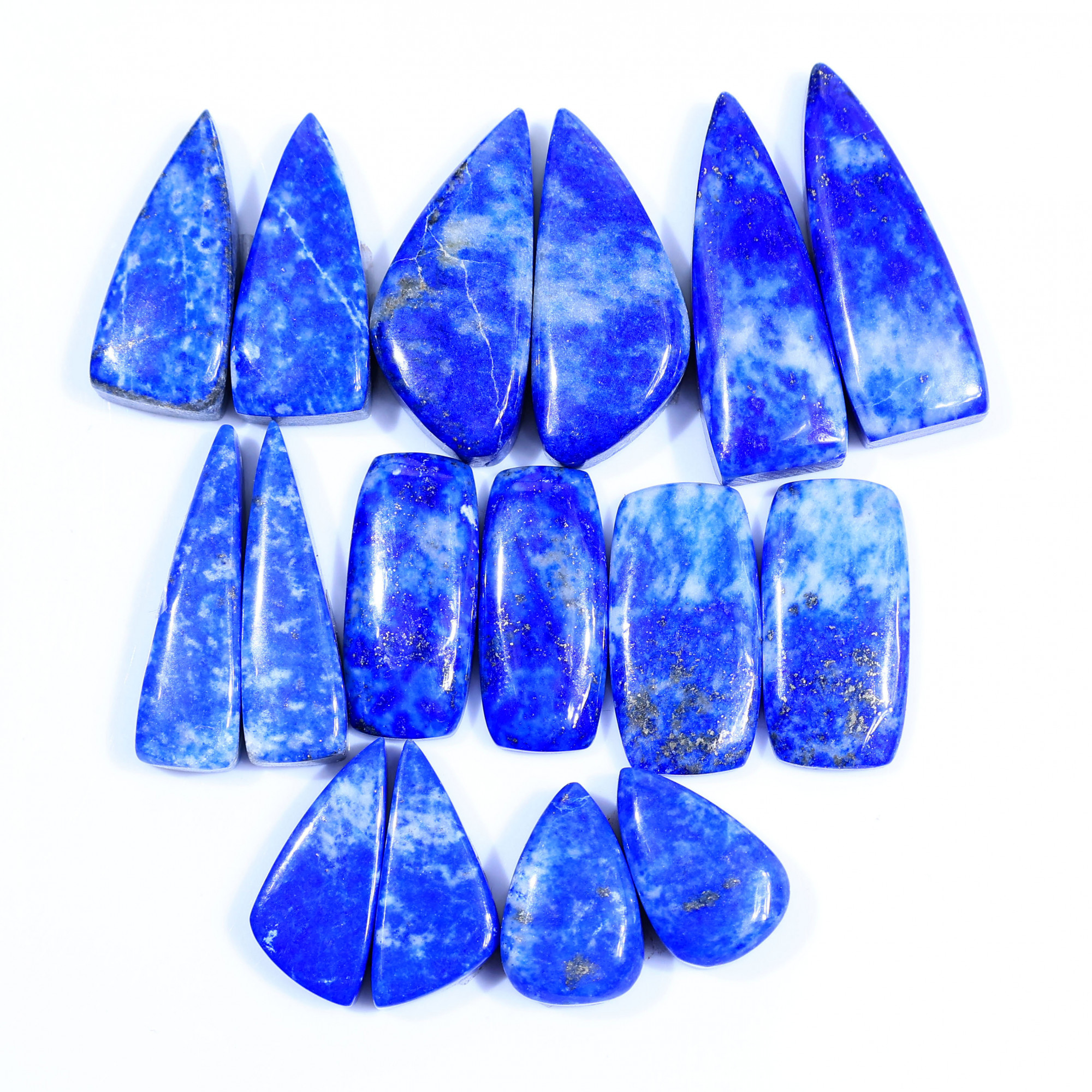 8 Pair 252Cts  Natural Lapis Lazuli Cabochon Gemstone Pairs Lot for Earrings Jewelry Making 32x11 17x11mm 20089
