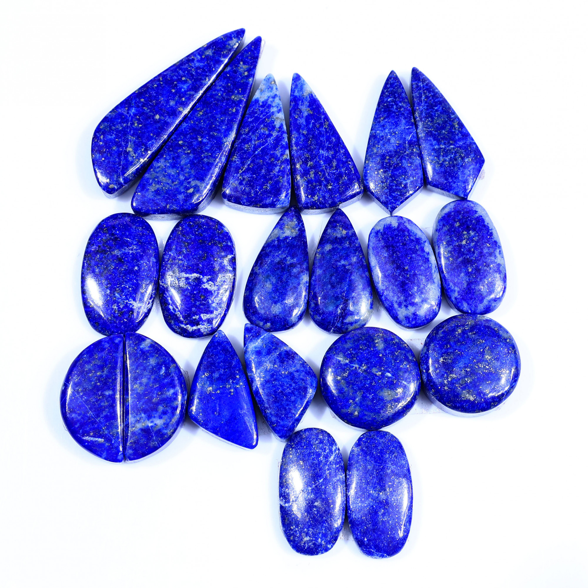 10 Pair 240Cts Natural Lapis Lazuli Cabochon Gemstone Pairs Lot for Earrings Jewelry Making 34x10 19x10mm 20091