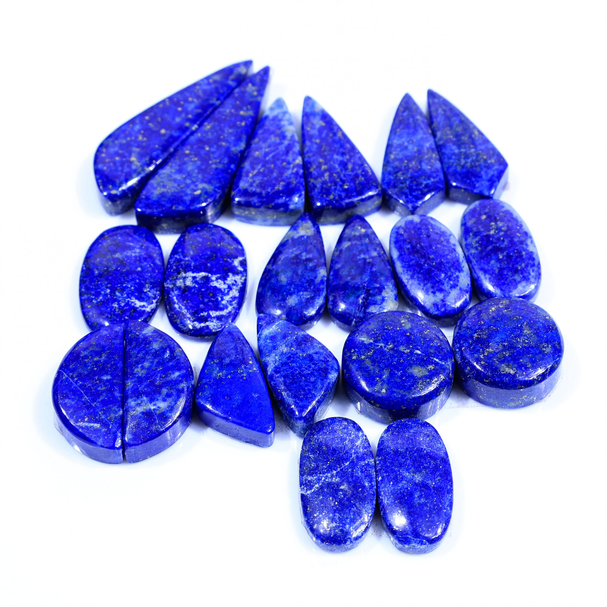 10 Pair 240Cts  Natural Lapis Lazuli Cabochon Gemstone Pairs Lot for Earrings Jewelry Making 34x10 19x10mm 20091