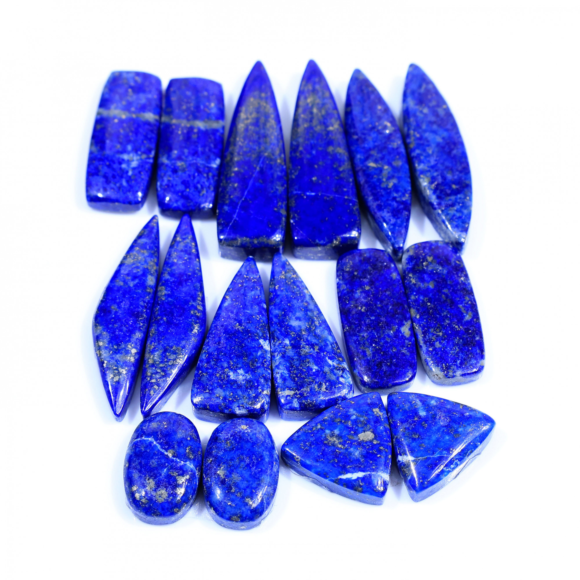 8 Pair 247Cts Natural Lapis Lazuli Cabochon Gemstone Pairs Lot for Earrings Jewelry Making 36x10 16x10mm 20093