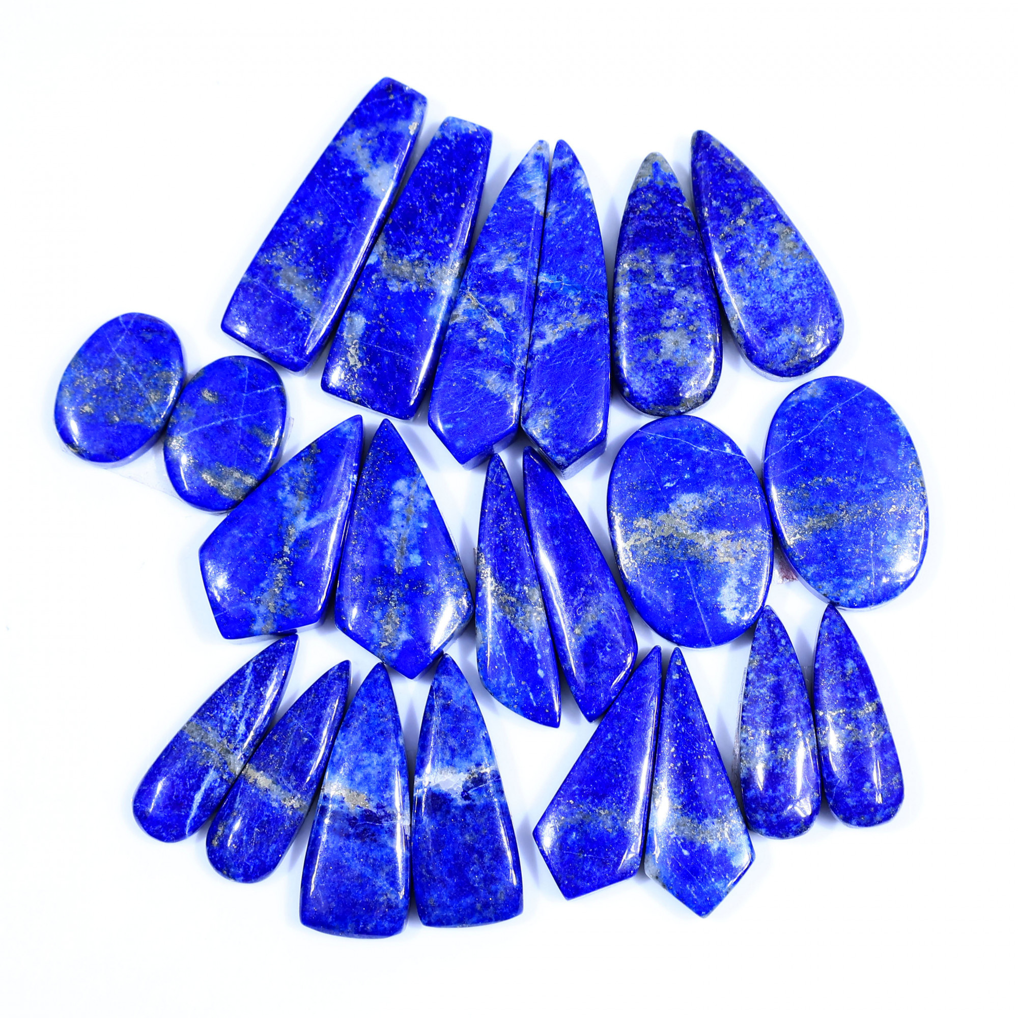 11 Pair 283Cts Natural Lapis Lazuli Cabochon Gemstone Pairs Lot for Earrings Jewelry Making 31x10 16x11mm 20094
