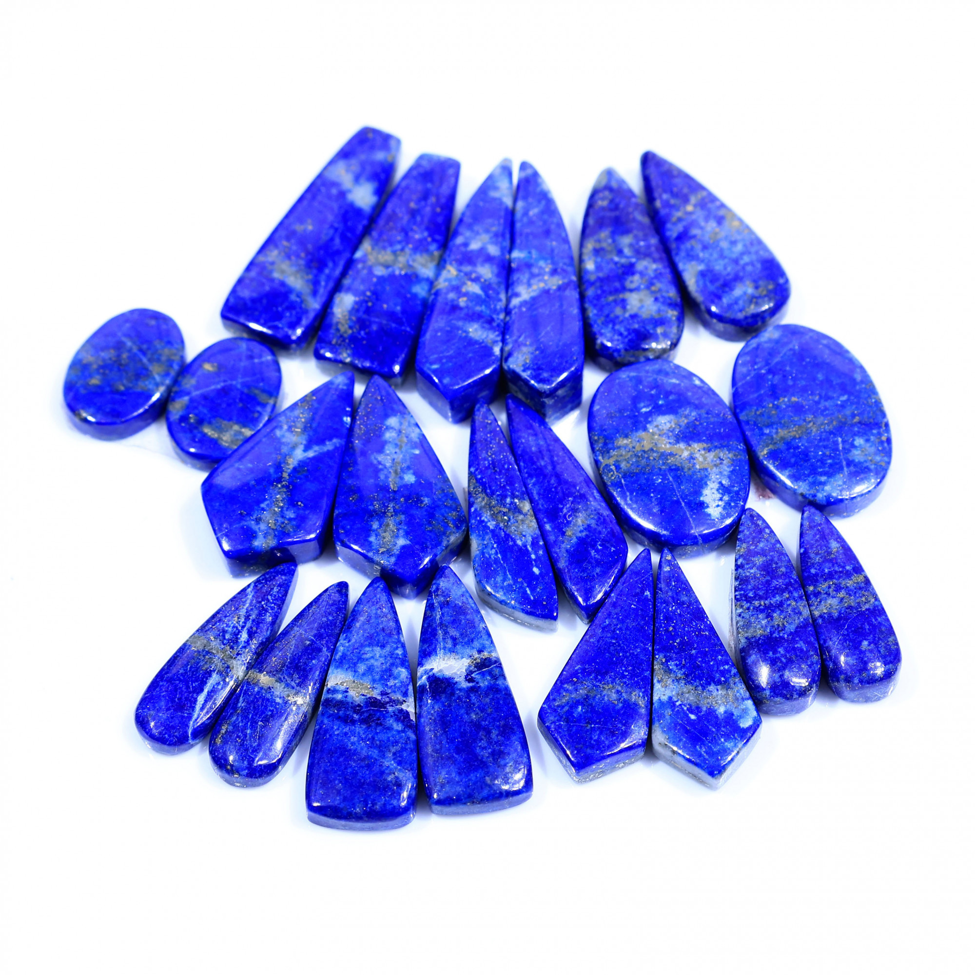 11 Pair 283Cts  Natural Lapis Lazuli Cabochon Gemstone Pairs Lot for Earrings Jewelry Making 31x10 16x11mm 20094