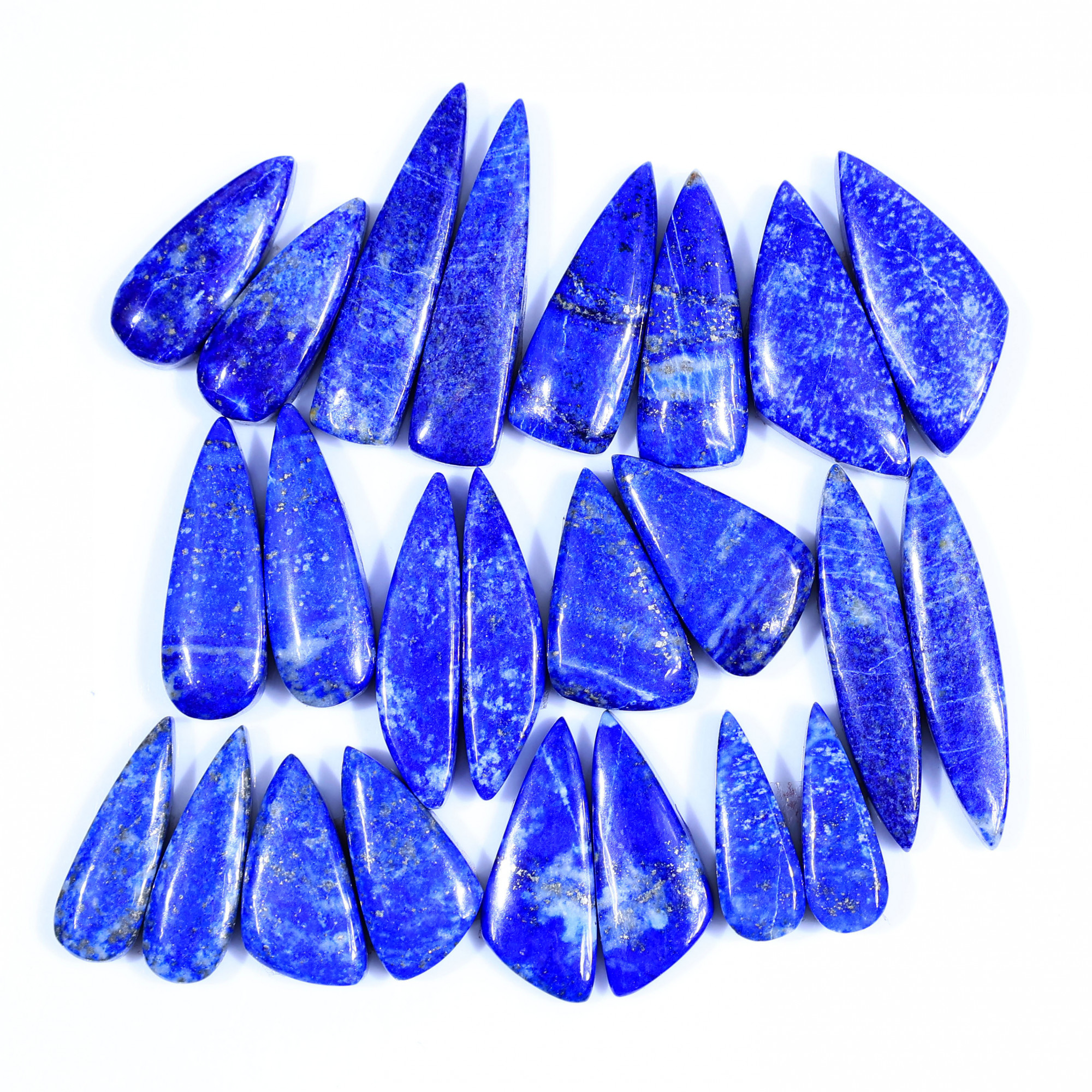 12 Pair 258Cts Natural Lapis Lazuli Cabochon Gemstone Pairs Lot for Earrings Jewelry Making 32x7 19x6mm 20095