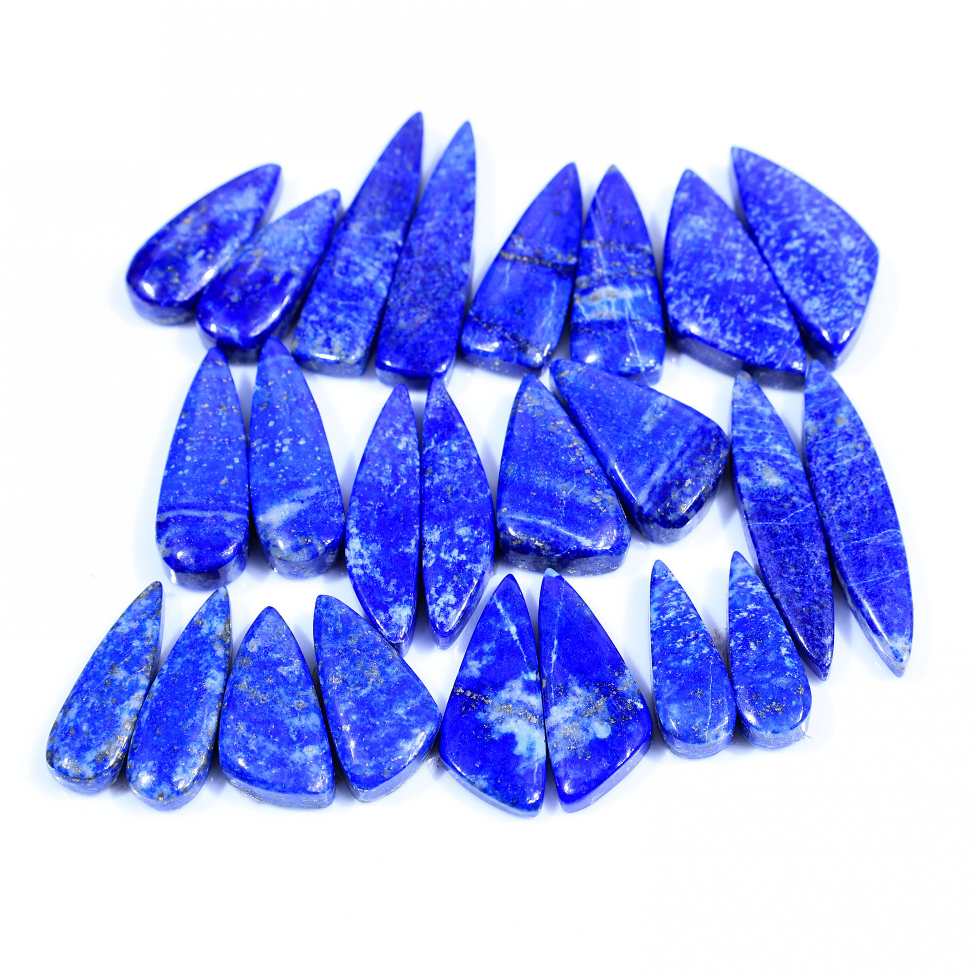 12 Pair 258Cts Natural Lapis Lazuli Cabochon Gemstone Pairs Lot for Earrings Jewelry Making 32x7 19x6mm 20095