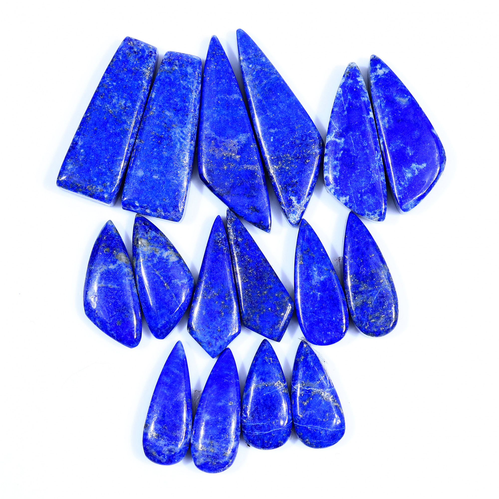 8 Pair 243Cts  Natural Lapis Lazuli Cabochon Gemstone Pairs Lot for Earrings Jewelry Making 39x11 20x9mm 20096