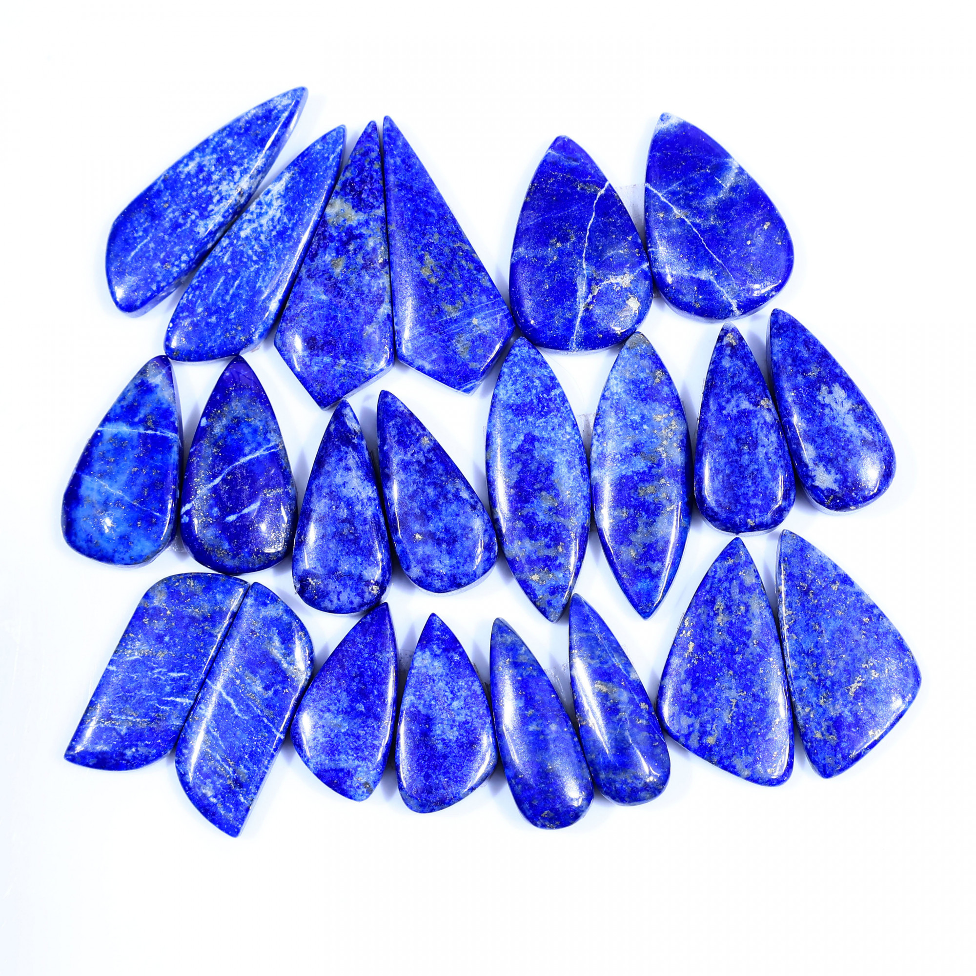 11 Pair 246Cts  Natural Lapis Lazuli Cabochon Gemstone Pairs Lot for Earrings Jewelry Making 30x12 20x10mm 20097