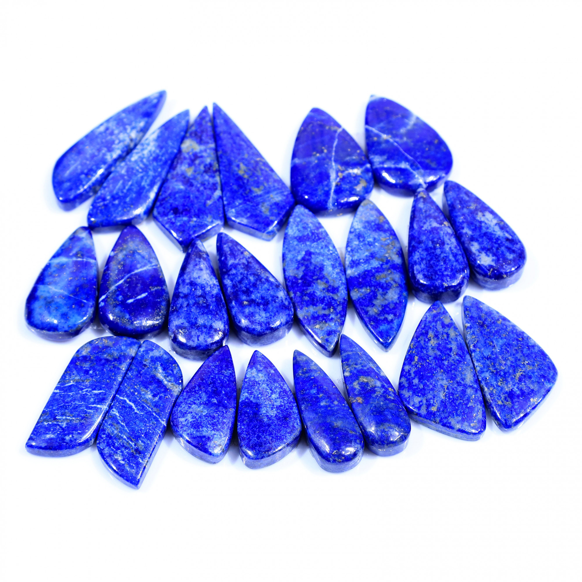 11 Pair 246Cts Natural Lapis Lazuli Cabochon Gemstone Pairs Lot for Earrings Jewelry Making 30x12 20x10mm 20097