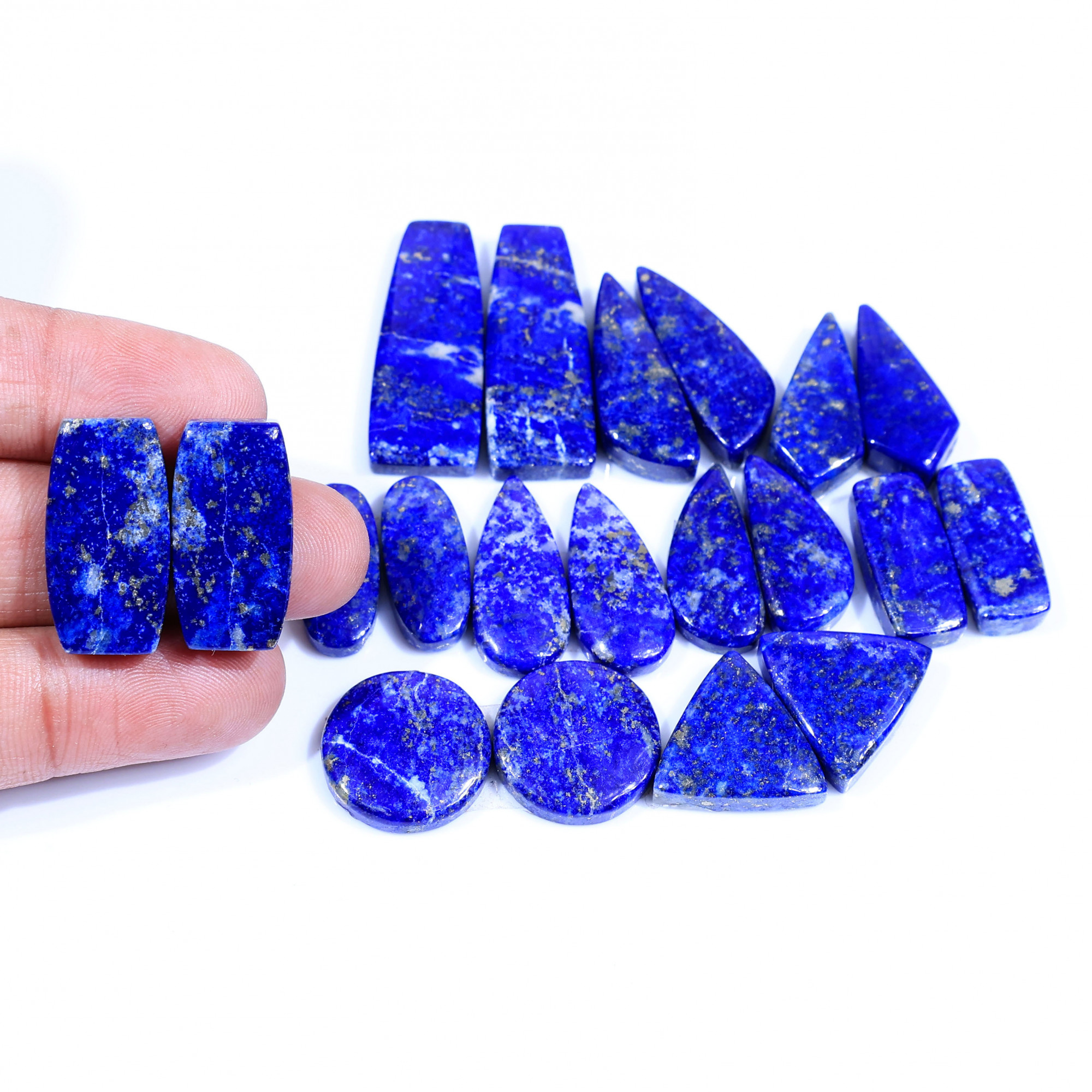 10 Pair 298Cts Natural Lapis Lazuli Cabochon Gemstone Pairs Lot for Earrings Jewelry Making 32x12 17x17mm 20098