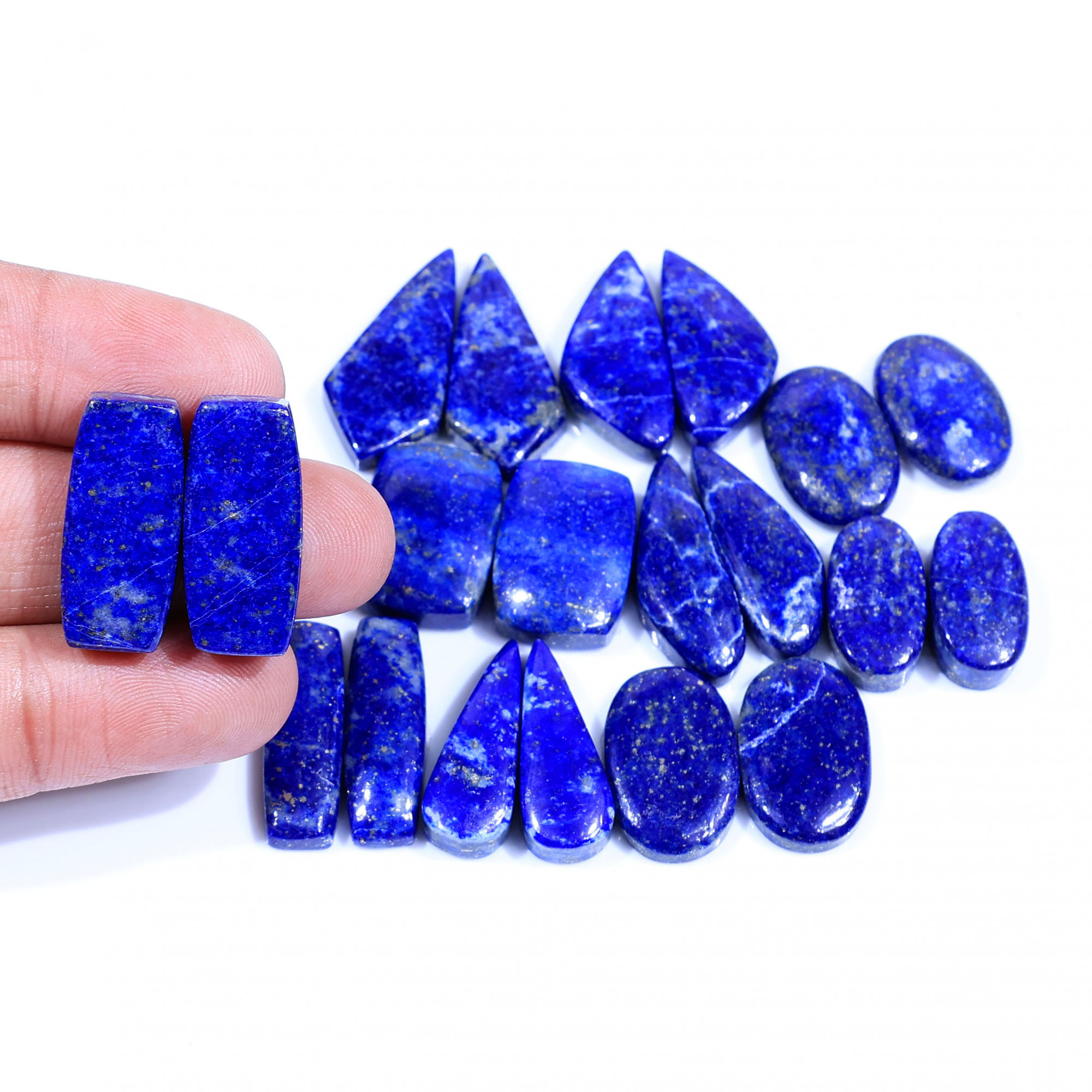 10 Pair 273Cts  Natural Lapis Lazuli Cabochon Gemstone Pairs Lot for Earrings Jewelry Making 24x10 18x9mm 20099