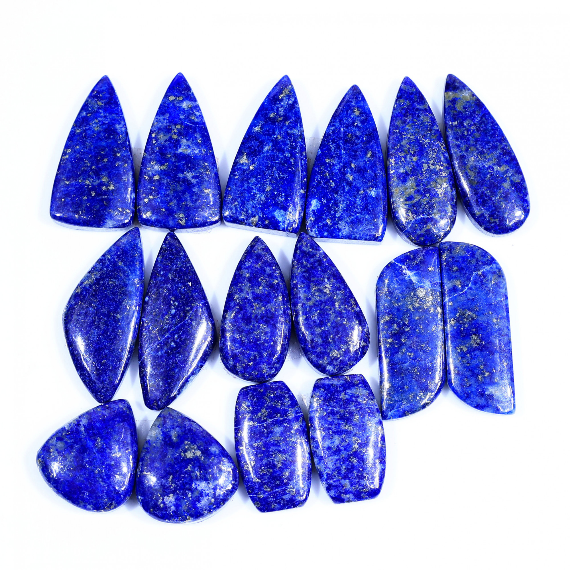 8 Pair 204Cts Natural Lapis Lazuli Cabochon Gemstone Pairs Lot for Earrings Jewelry Making 24x12 17x15mm 20101
