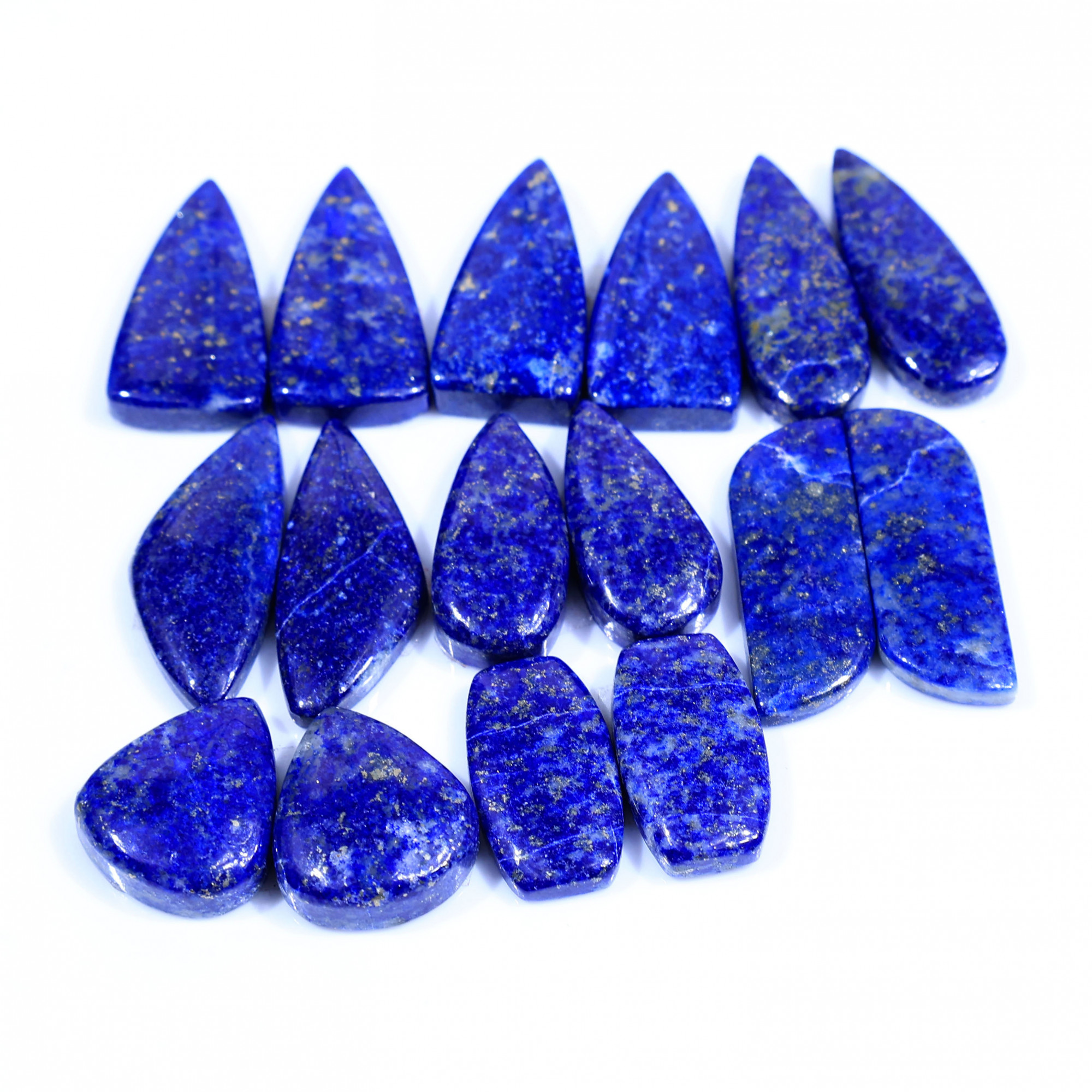 8 Pair 204Cts Natural Lapis Lazuli Cabochon Gemstone Pairs Lot for Earrings Jewelry Making 24x12 17x15mm 20101