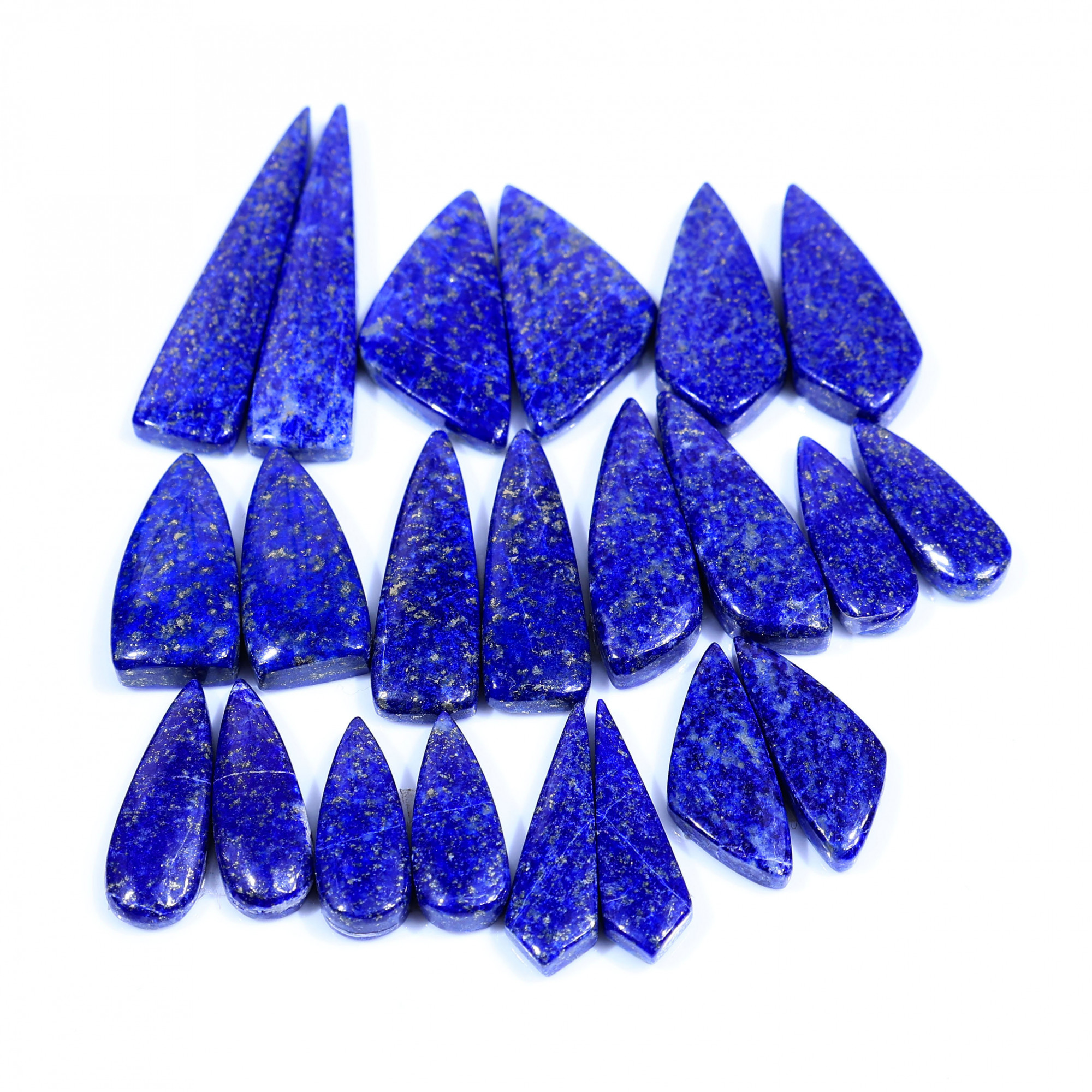 11 Pair 289Cts Natural Lapis Lazuli Cabochon Gemstone Pairs Lot for Earrings Jewelry Making 45x10 20x8mm 20103