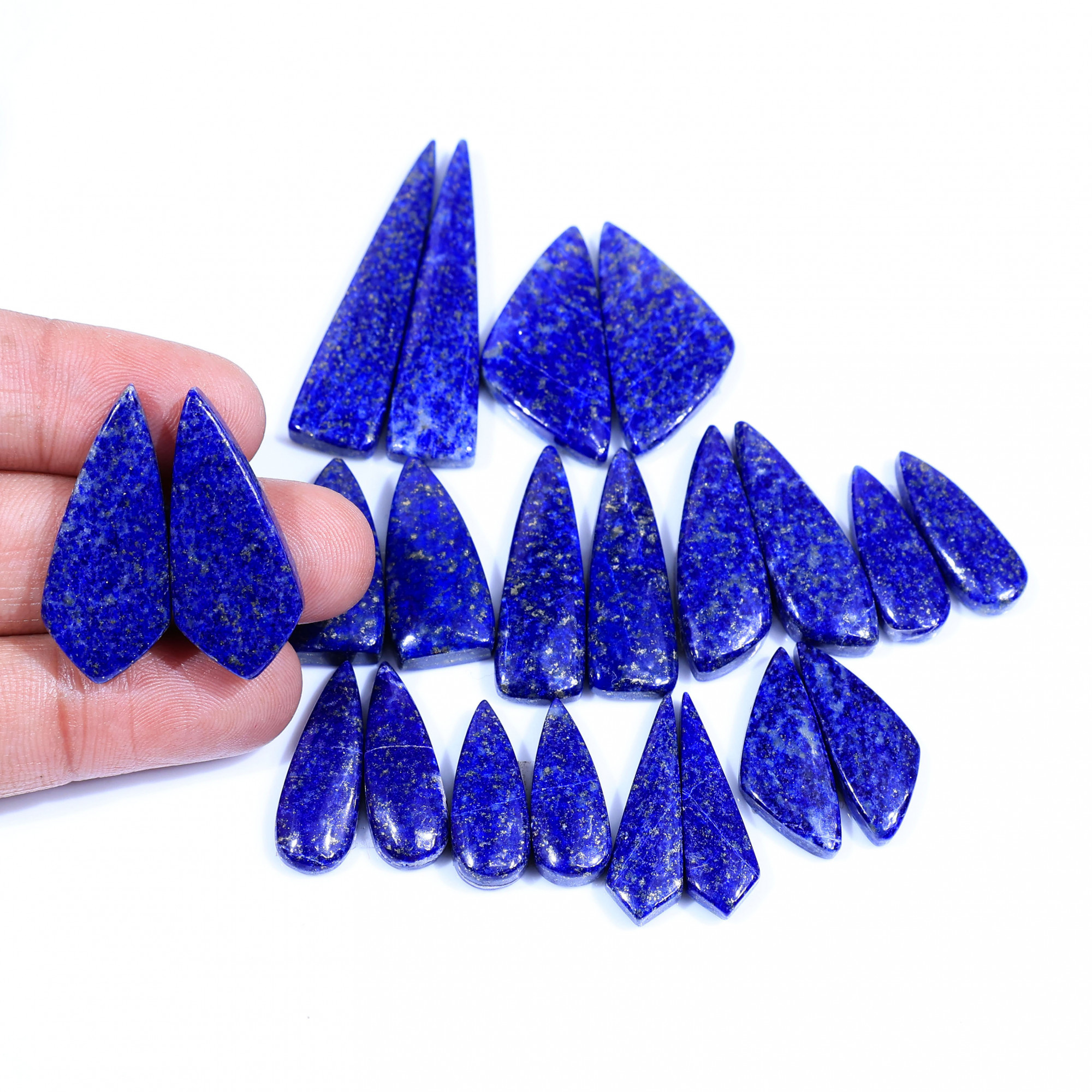 11 Pair 289Cts Natural Lapis Lazuli Cabochon Gemstone Pairs Lot for Earrings Jewelry Making 45x10 20x8mm 20103