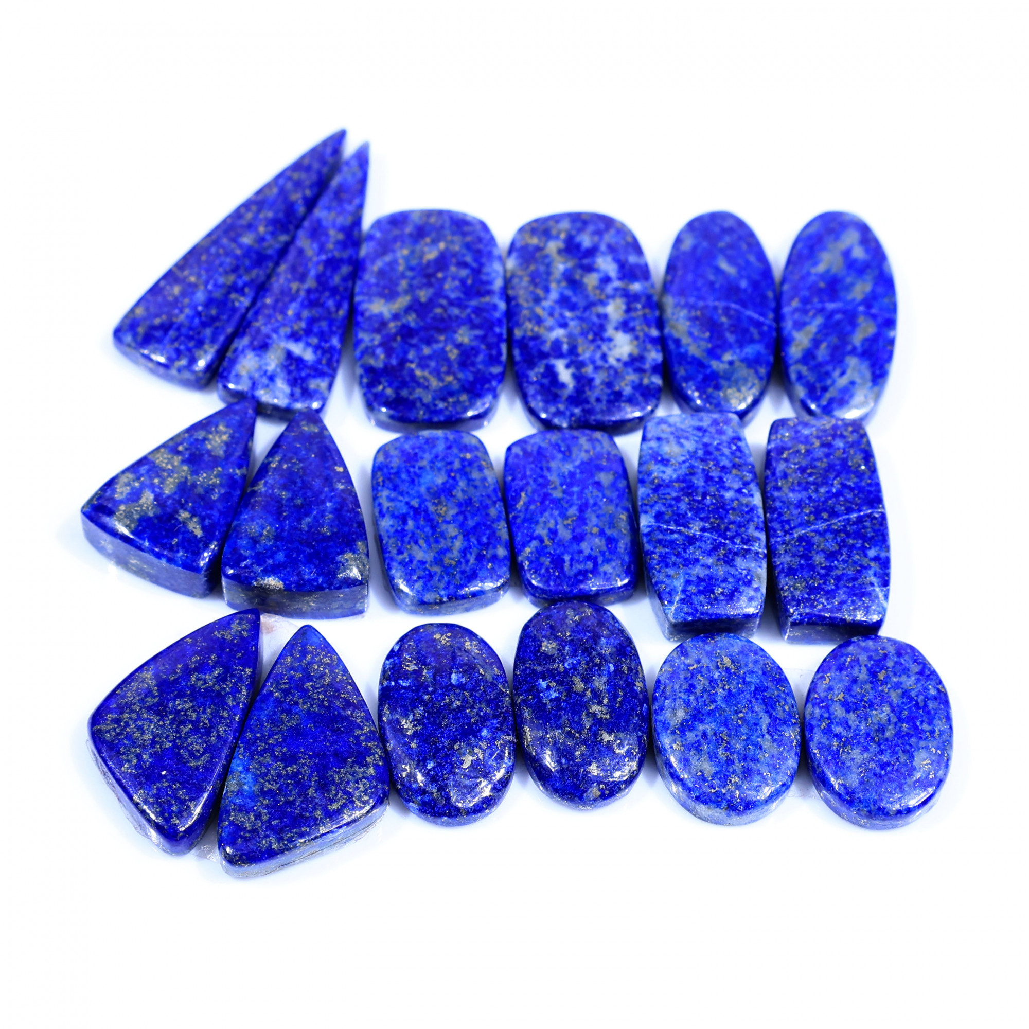 9 Pair 234Cts  Natural Lapis Lazuli Cabochon Gemstone Pairs Lot for Earrings Jewelry Making 32x10 19x13mm 20105