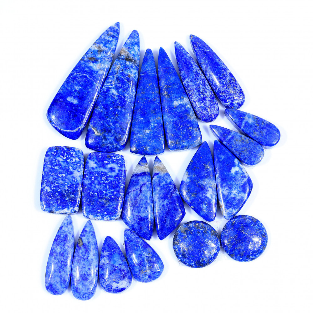 Image of 10 Pair 218Cts  Natural Lapis Lazuli Cabochon Gemstone Pairs Lot for Earrings Jewelry Making 37x12 14x14mm #20106