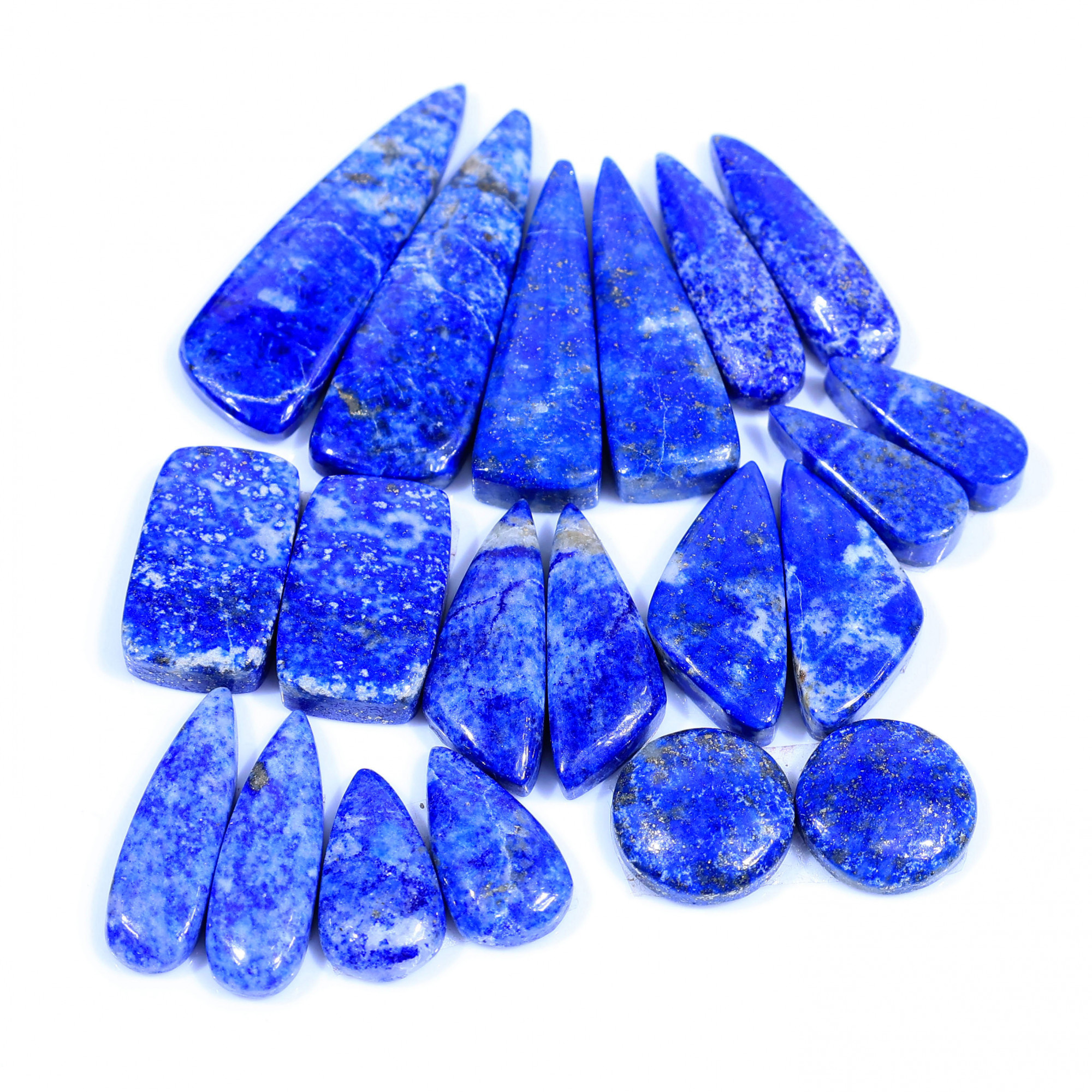 10 Pair 218Cts Natural Lapis Lazuli Cabochon Gemstone Pairs Lot for Earrings Jewelry Making 37x12 14x14mm 20106