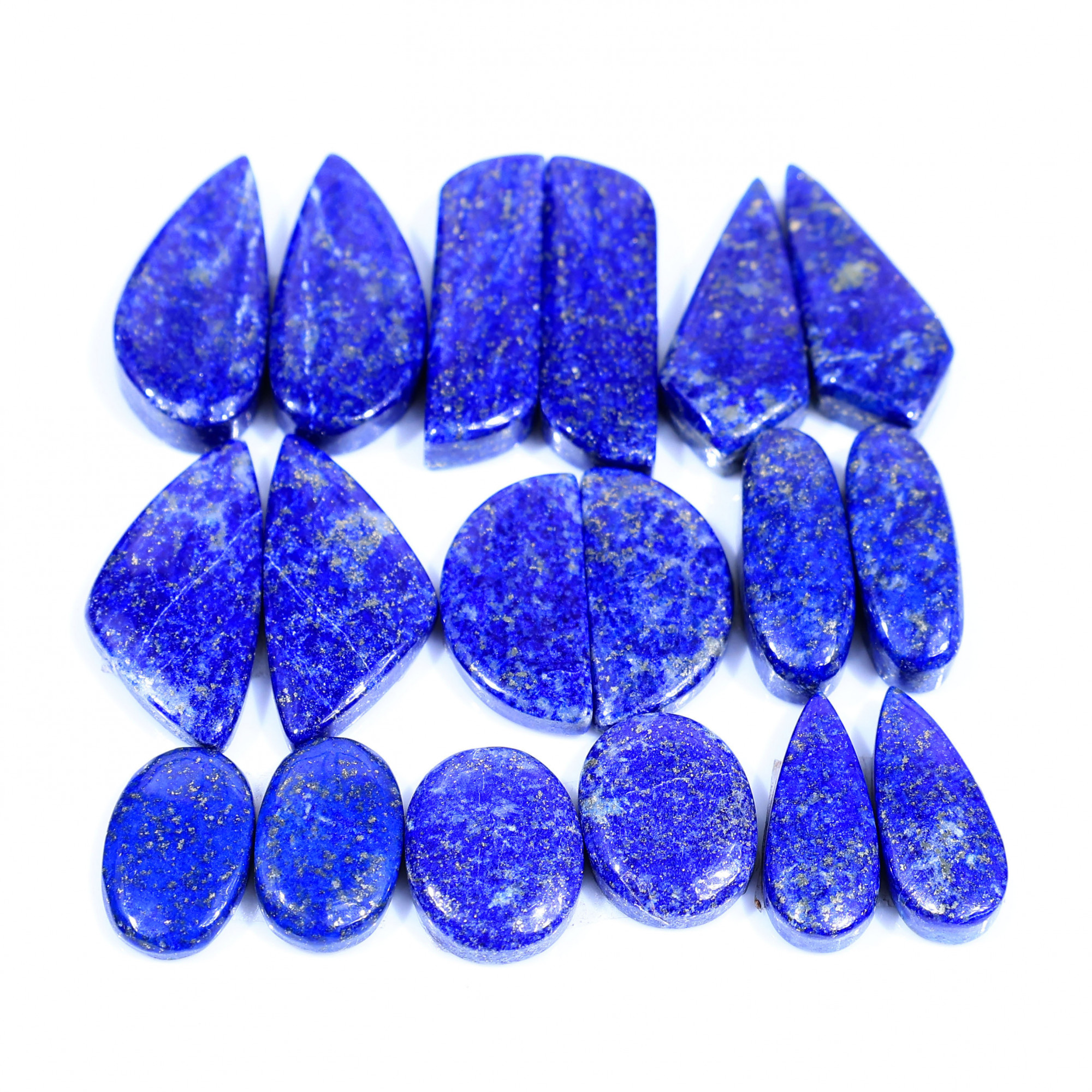 9 Pair 233Cts  Natural Lapis Lazuli Cabochon Gemstone Pairs Lot for Earrings Jewelry Making 30x8 15x9mm 20107