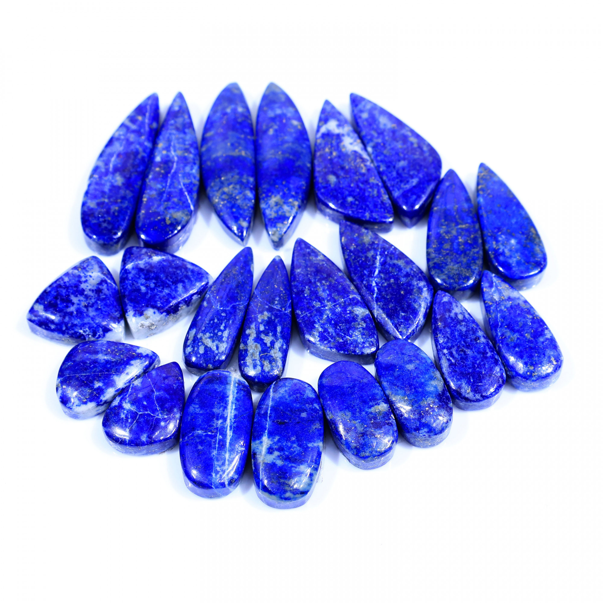 11 Pair 289Cts Natural Lapis Lazuli Cabochon Gemstone Pairs Lot for Earrings Jewelry Making 32x9 16x11mm 20108