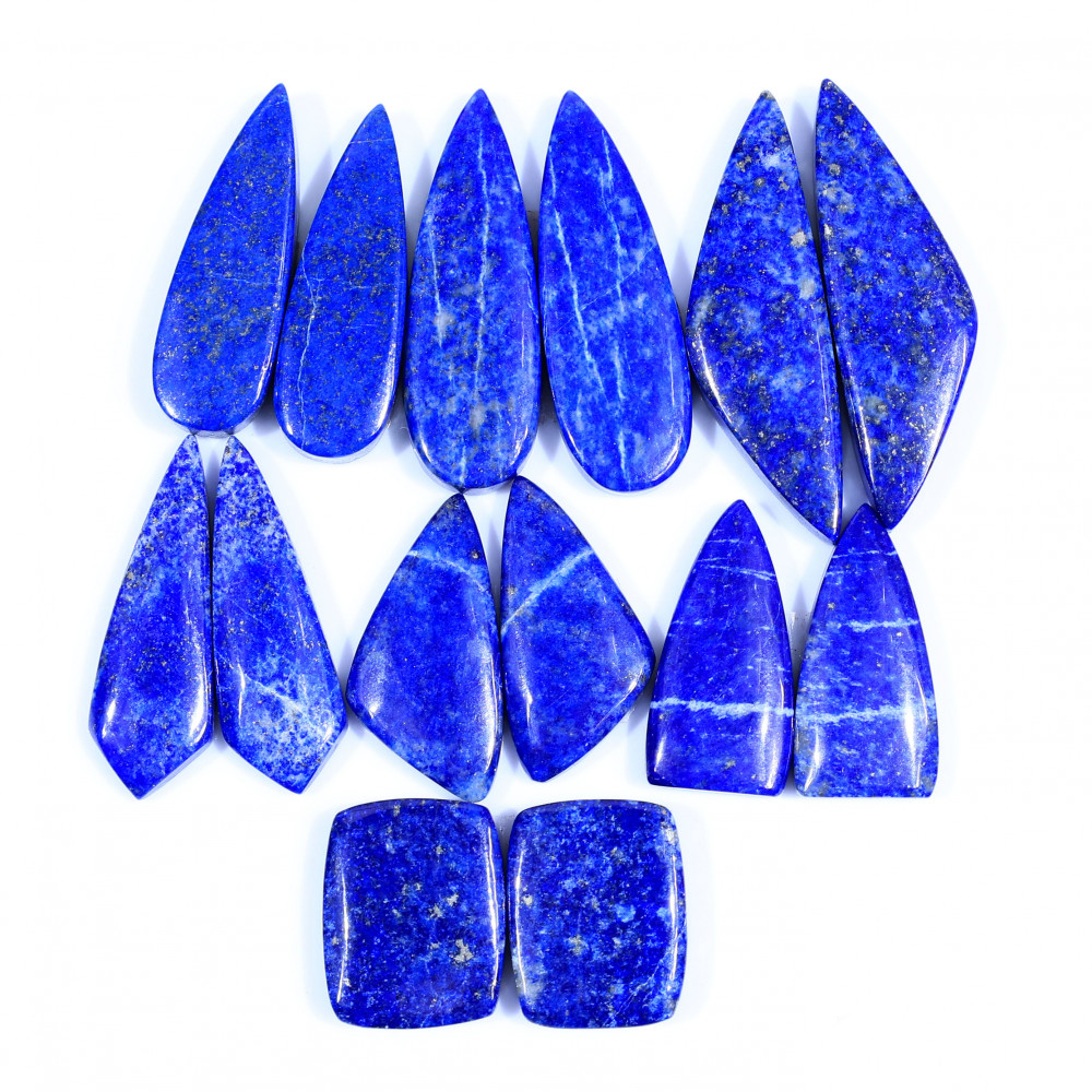 Image of 7 Pair 231Cts  Natural Lapis Lazuli Cabochon Gemstone Pairs Lot for Earrings Jewelry Making 39x11 18x15mm #20109