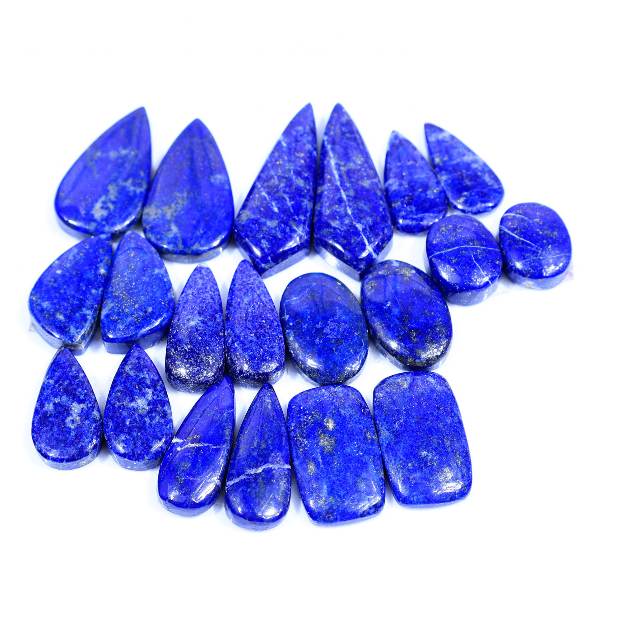 10 Pair 248Cts  Natural Lapis Lazuli Cabochon Gemstone Pairs Lot for Earrings Jewelry Making 34x12 14x11mm 20110