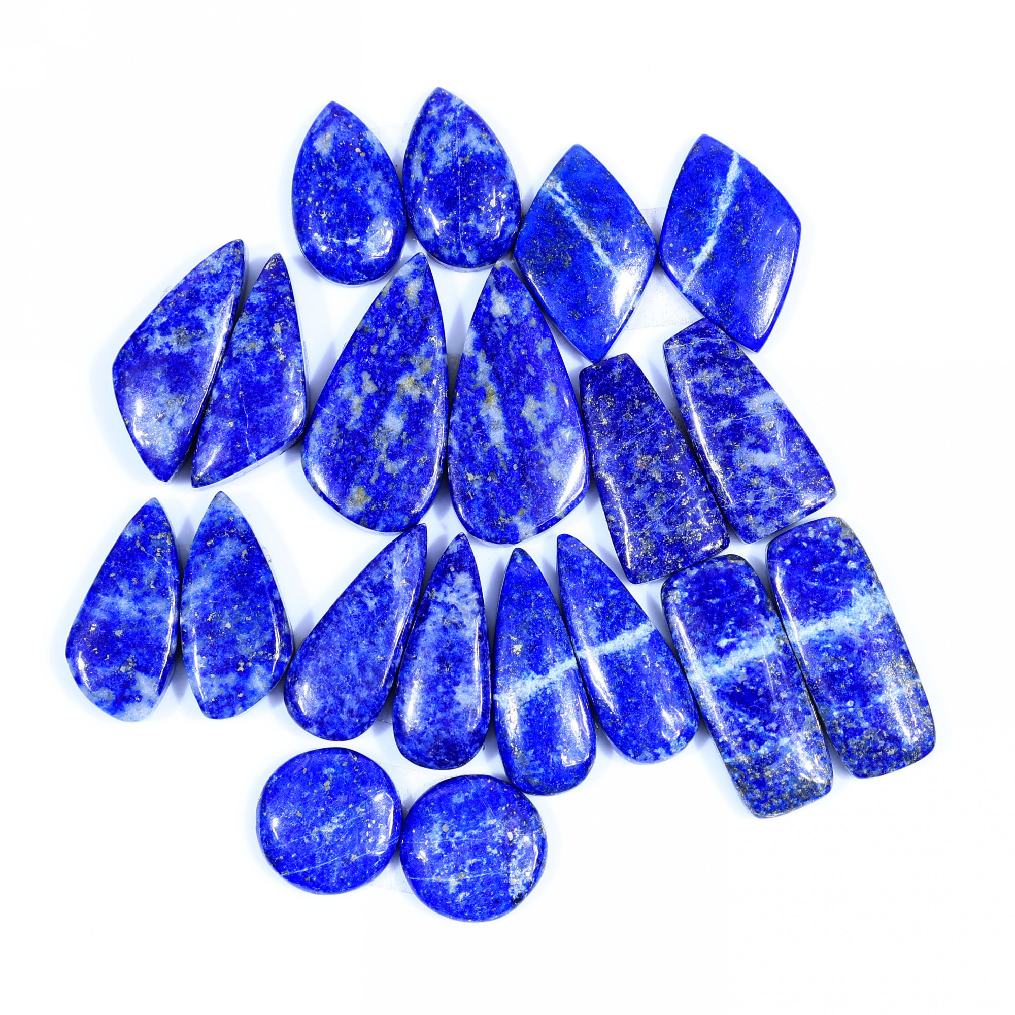 10 Pair 254Cts Natural Lapis Lazuli Cabochon Gemstone Pairs Lot for Earrings Jewelry Making 28x14 14x14mm 20111