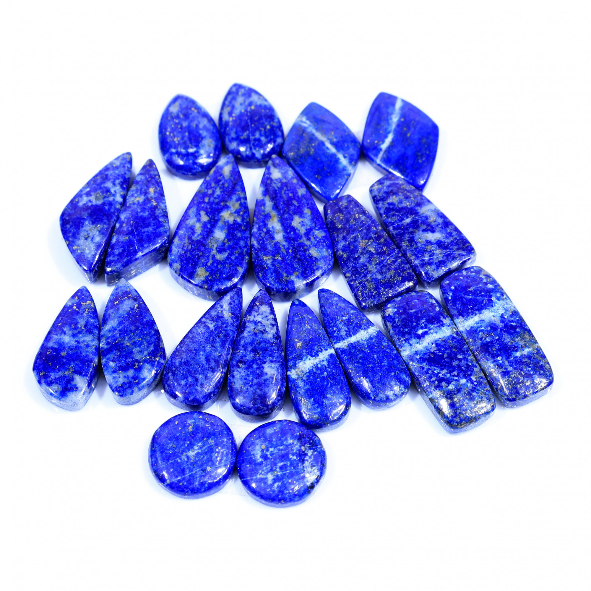 10 Pair 254Cts Natural Lapis Lazuli Cabochon Gemstone Pairs Lot for Earrings Jewelry Making 28x14 14x14mm 20111