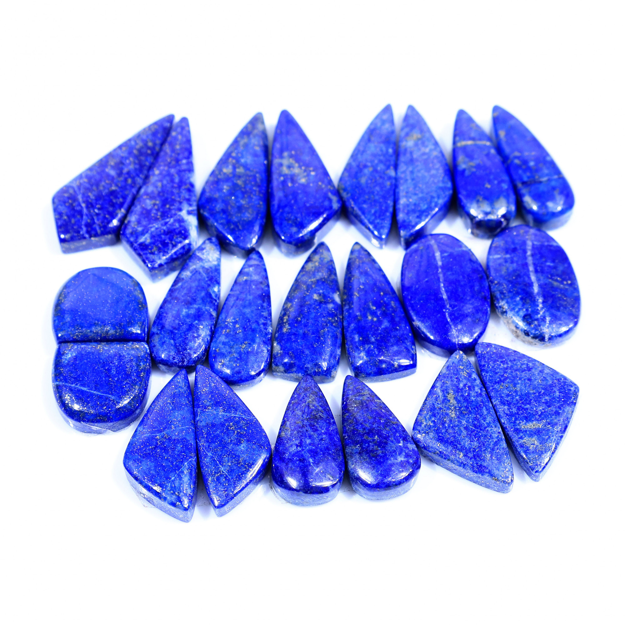 11 Pair 241Cts Natural Lapis Lazuli Cabochon Gemstone Pairs Lot for Earrings Jewelry Making 29x11 13x14mm 20113