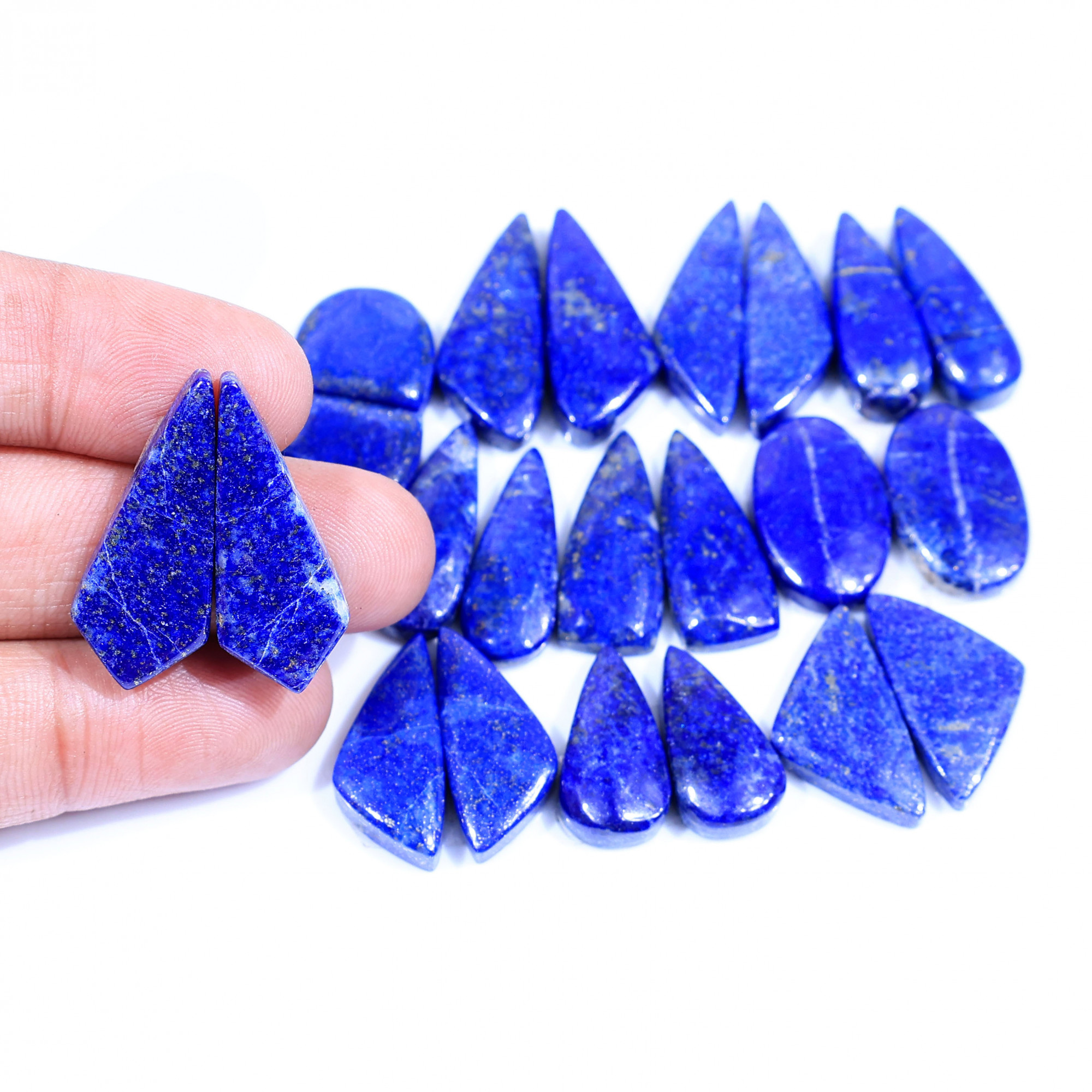 11 Pair 241Cts Natural Lapis Lazuli Cabochon Gemstone Pairs Lot for Earrings Jewelry Making 29x11 13x14mm 20113