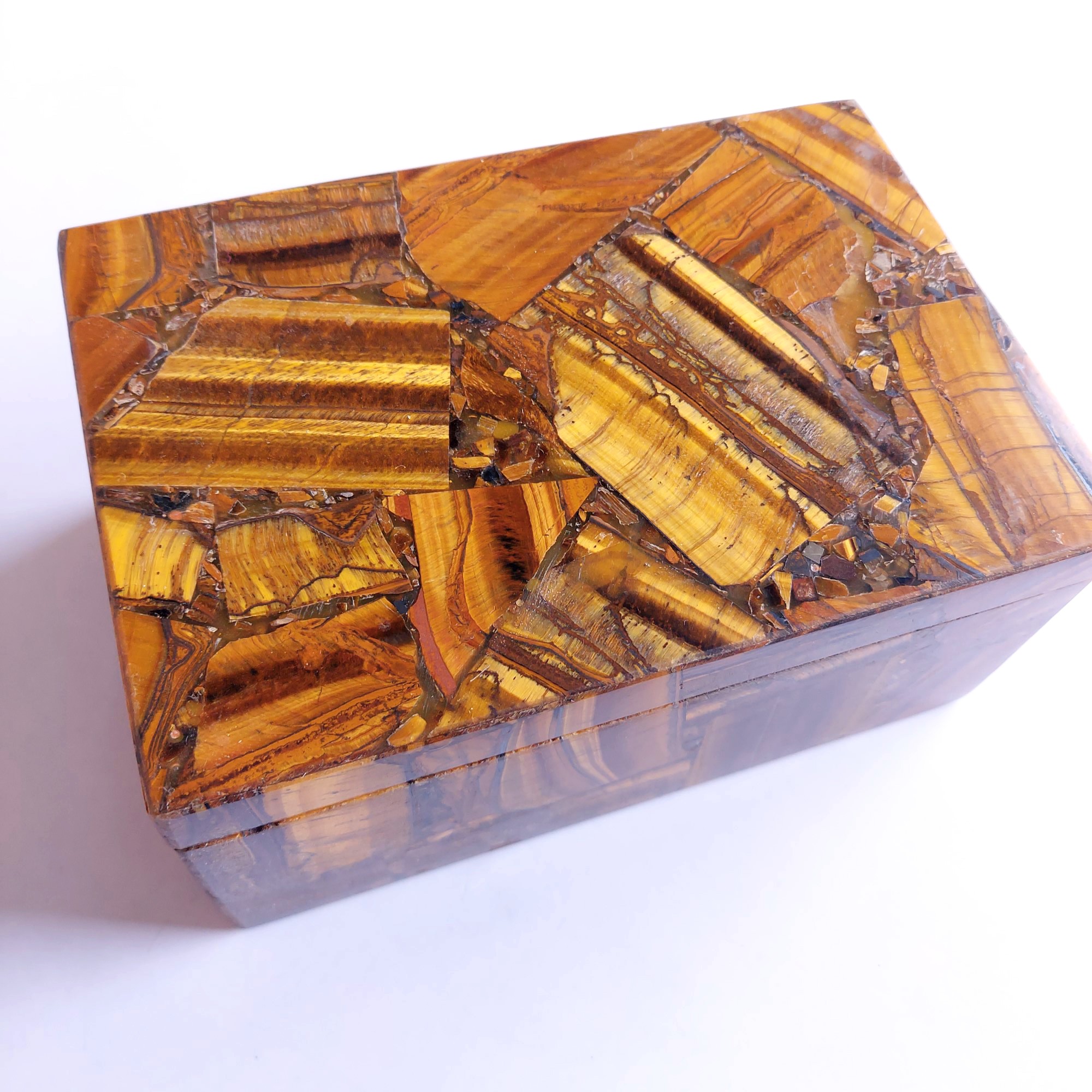 Natural Tiger Eye Jewelry Box with Lid with size 4x6"