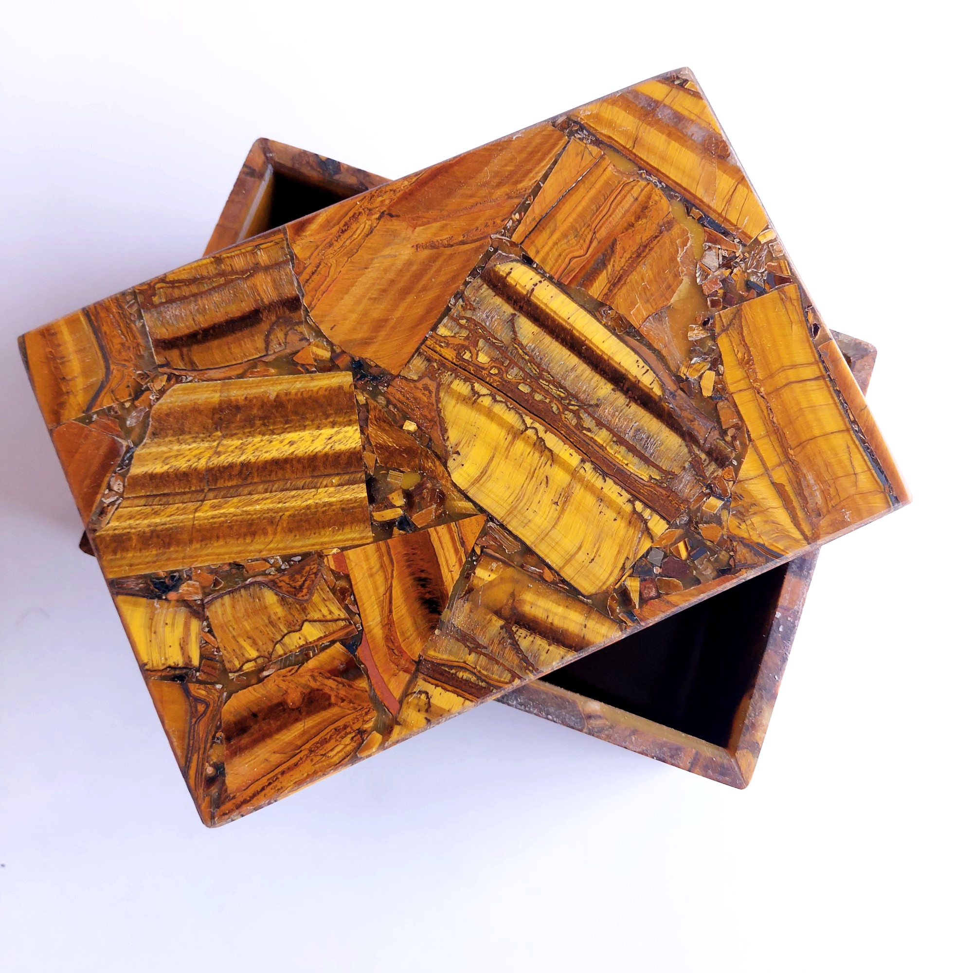 Natural Tiger Eye Jewelry Box with Lid with size 4x6"