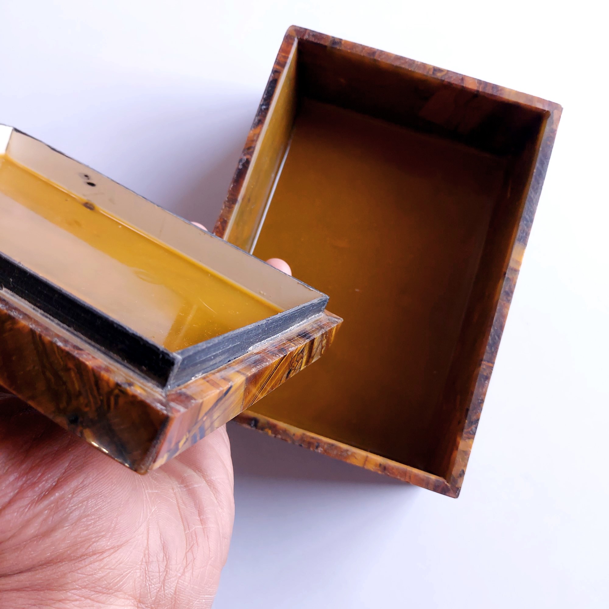 Natural Tiger Eye Jewelry Box  with lid with size 5x7"