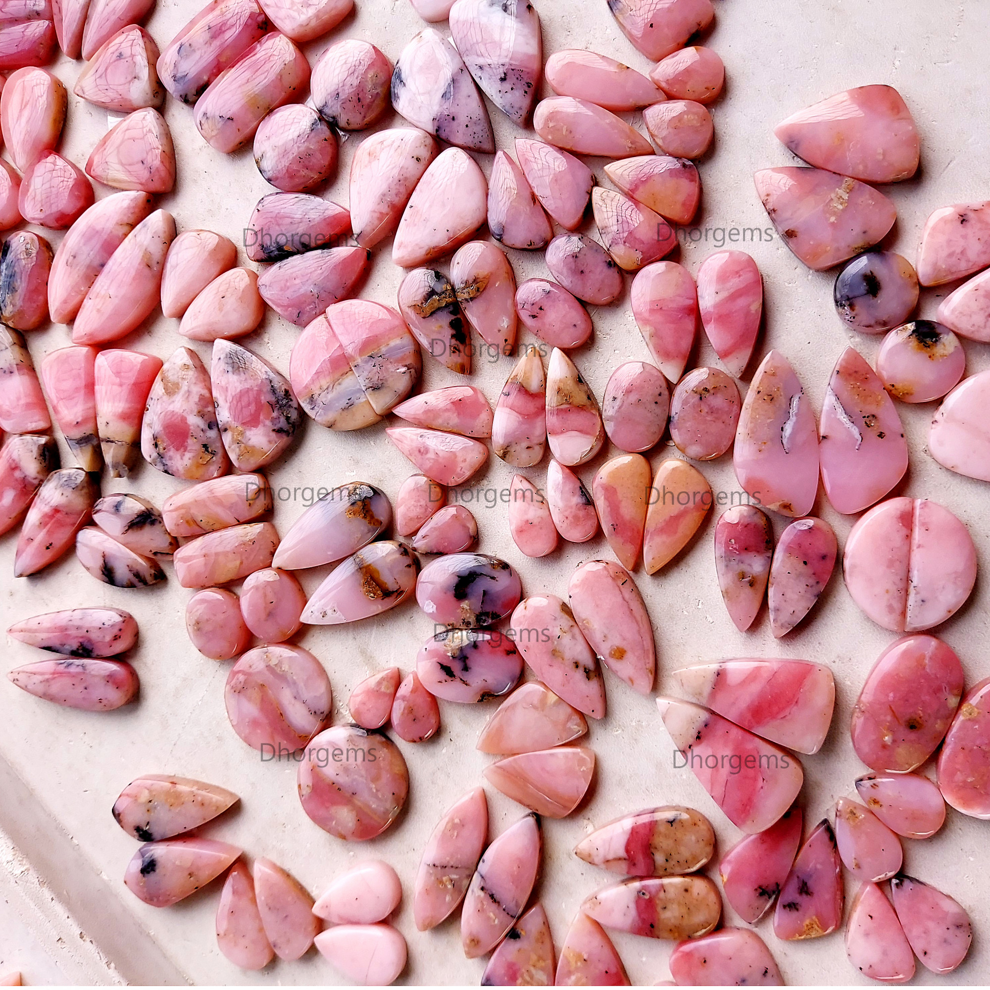 Natural Pink Opal Cabochon Pairs Handmade Gemstone for Jewelry Making Opal Pairs Rare Pink Opal Gemstones Unique Gift for Collectors