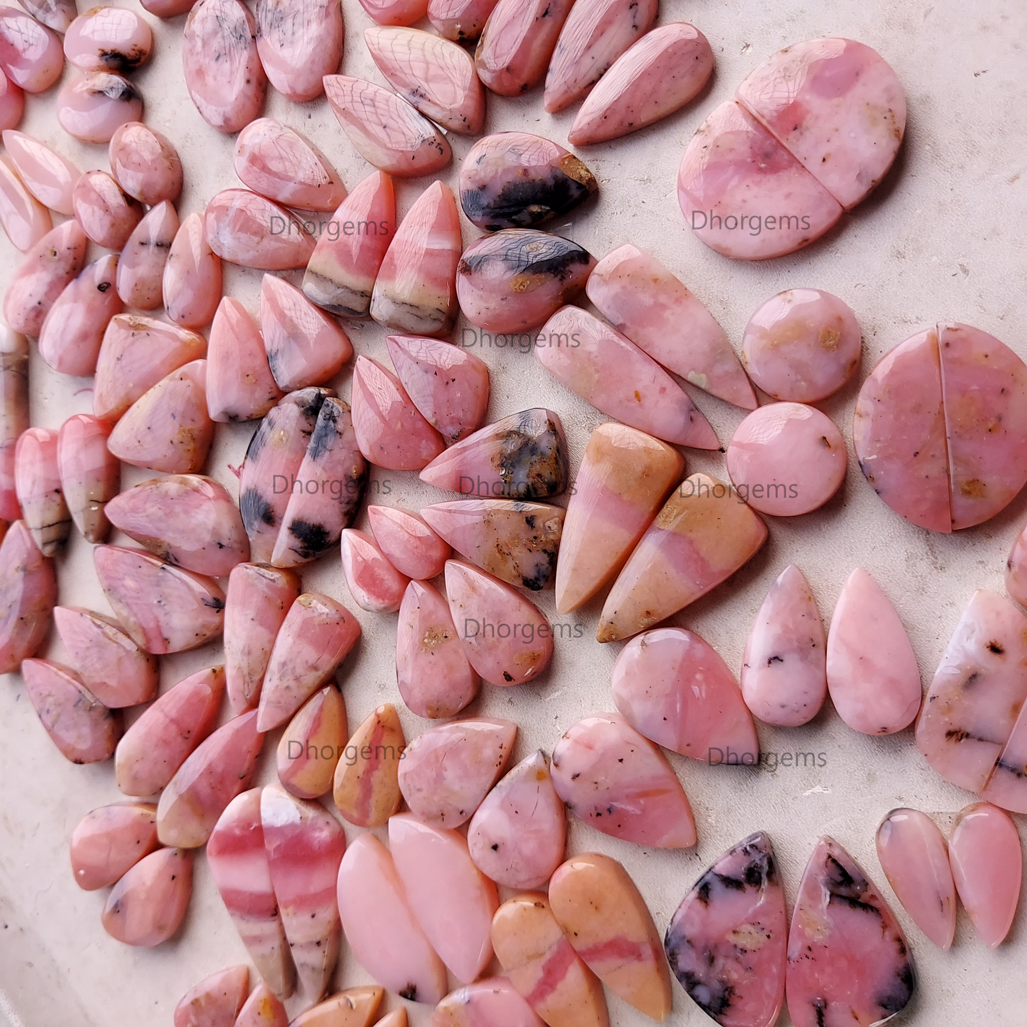 Natural Pink Opal Cabochon Pairs Handmade Gemstone for Jewelry Making Opal Pairs Rare Pink Opal Gemstones Unique Gift for Collectors