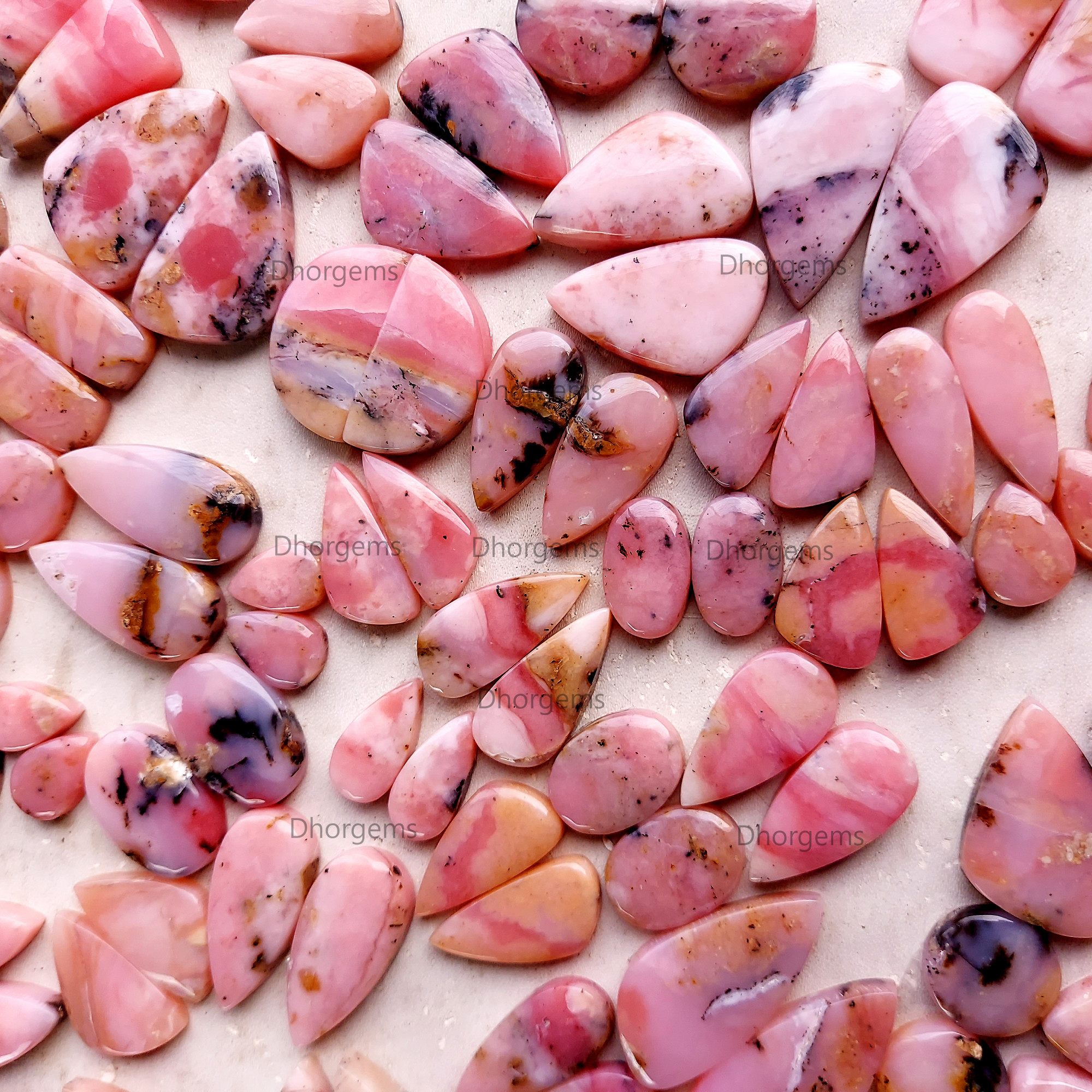 Natural Pink Opal Cabochon Pairs Handmade Gemstone for Jewelry Making Opal Pairs Rare Pink Opal Gemstones Unique Gift for Collectors