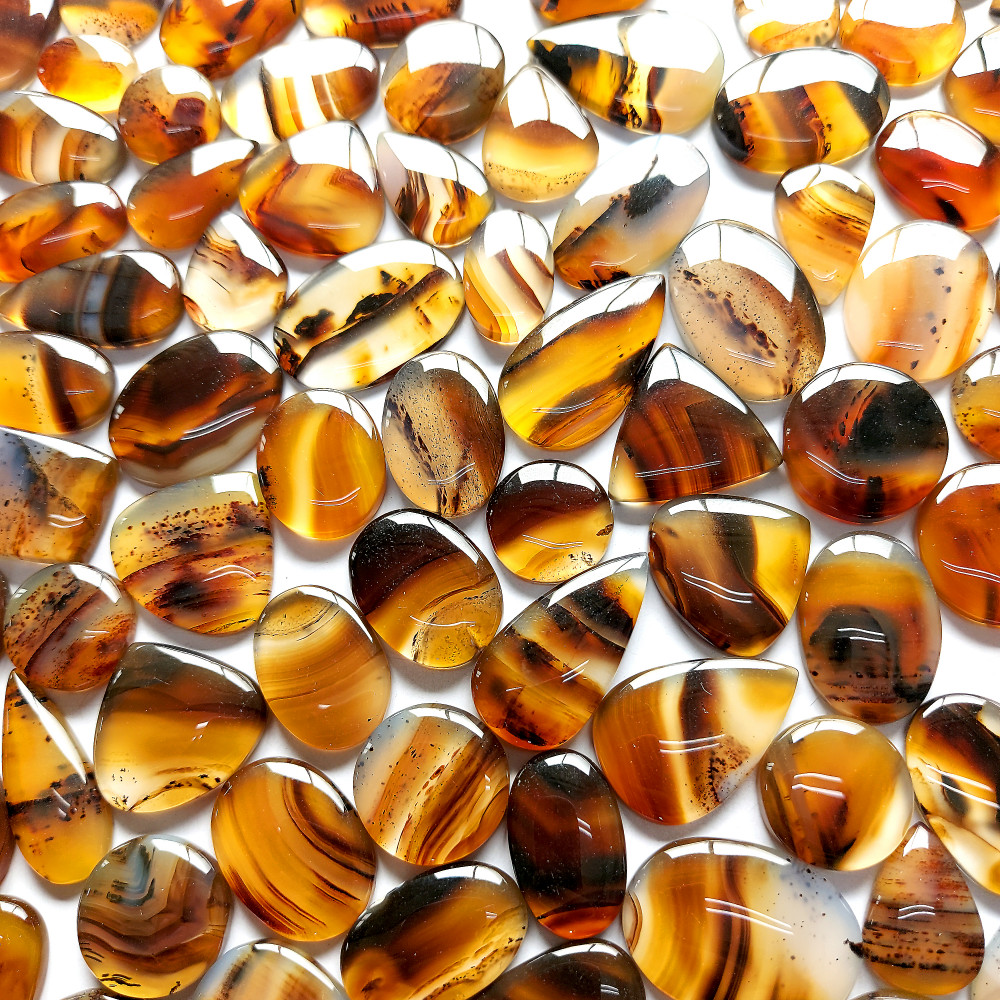 Image of Natural Montana Agate Cabochon Loose Gemstone Semi Precious Healing Crystals Loose Mixed Shape and Sizes Agate Gemstone Wholesale Lot