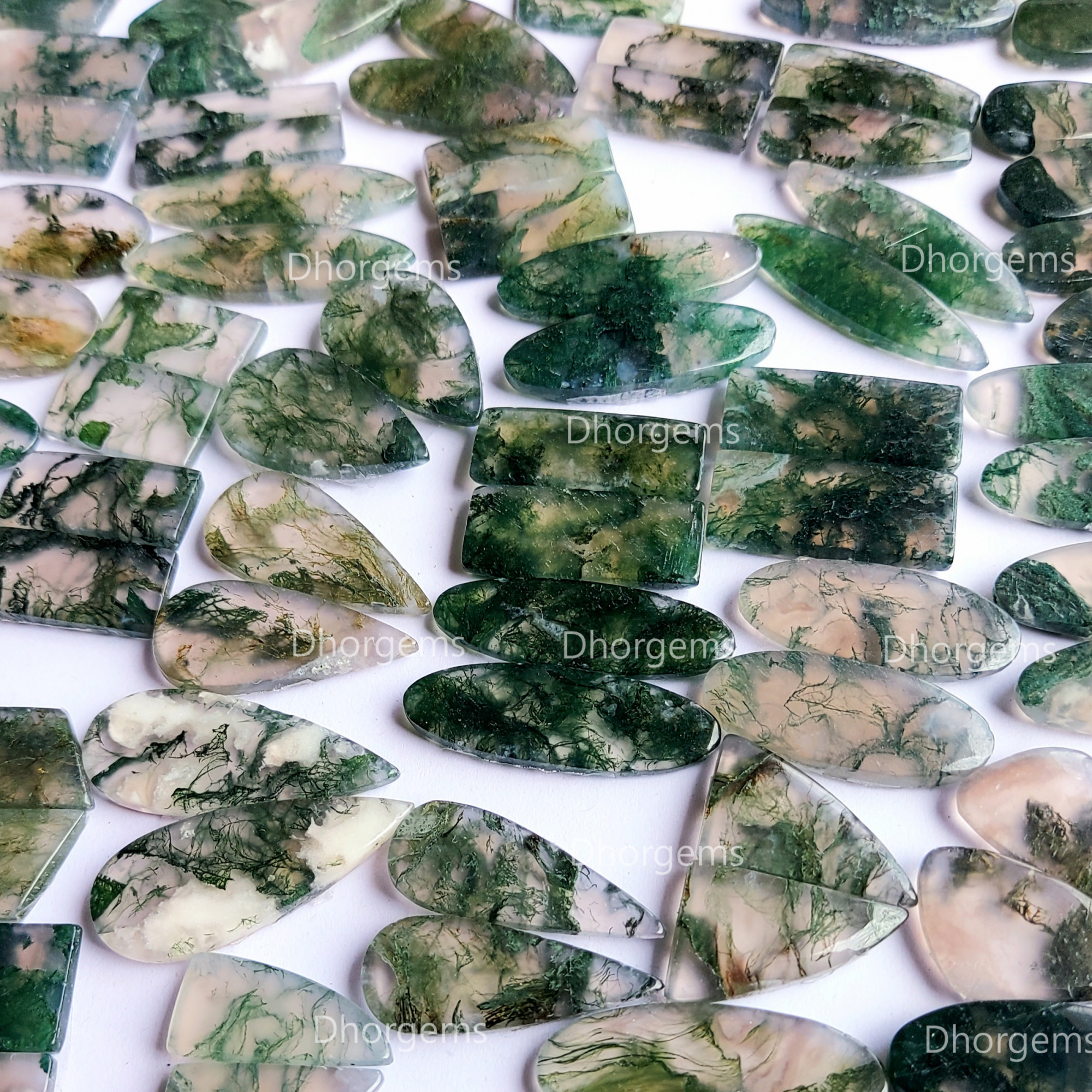 Natural Green Moss Agate Cabochon Gemstone Pairs Mixed Shapes And Sizes Green Agate Jewelry Handmade Boho Womens Earrings Pair