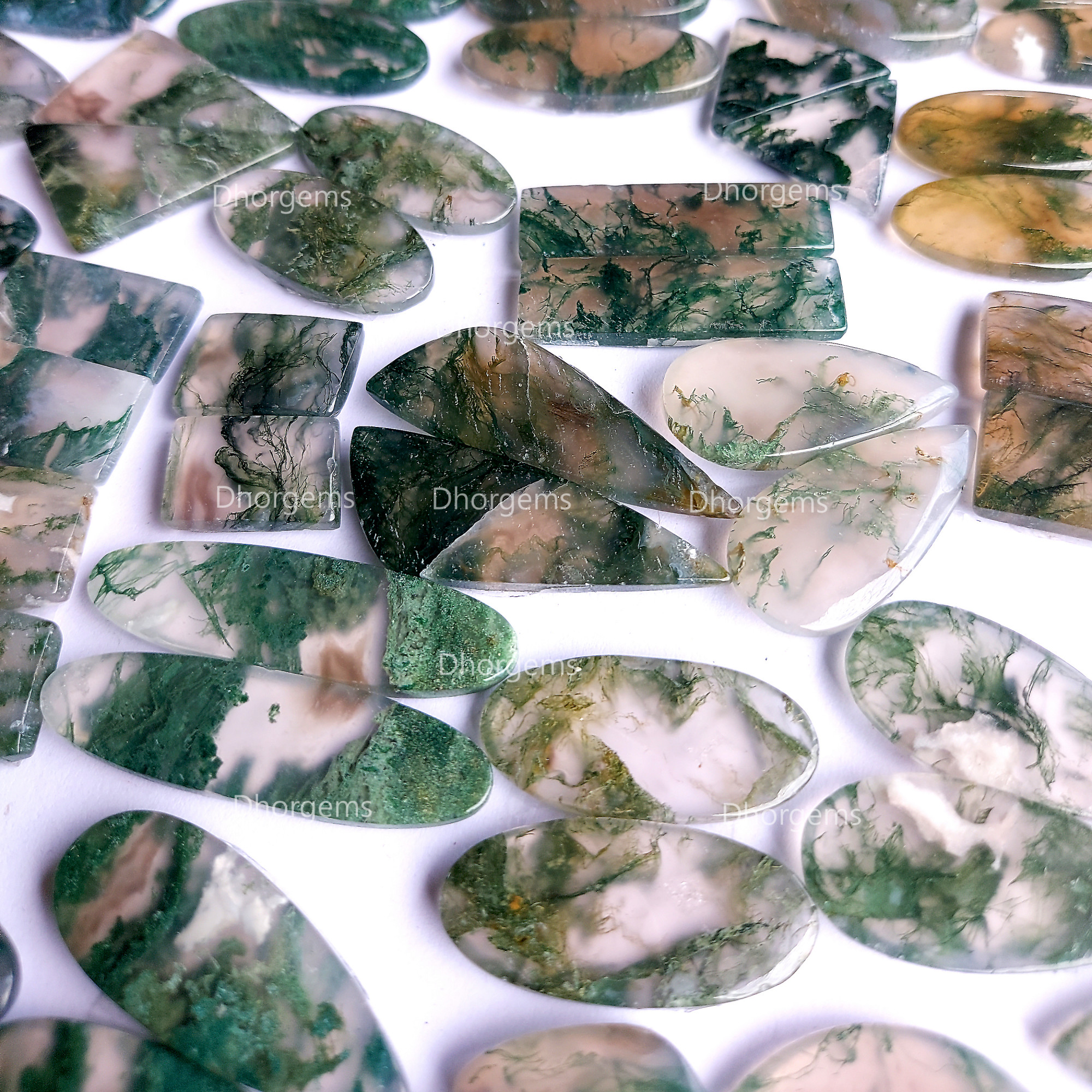 Natural Green Moss Agate Cabochon Gemstone Pairs Mixed Shapes And Sizes Green Agate Jewelry Handmade Boho Womens Earrings Pair