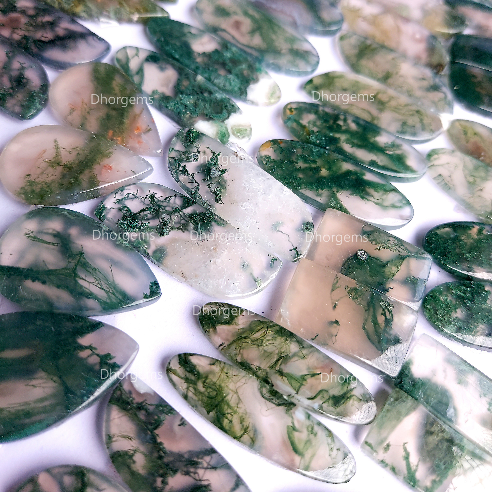 Natural Green Moss Agate Cabochon Gemstone Pairs Mixed Shapes And Sizes Green Agate Jewelry Handmade Boho Womens Earrings Pair