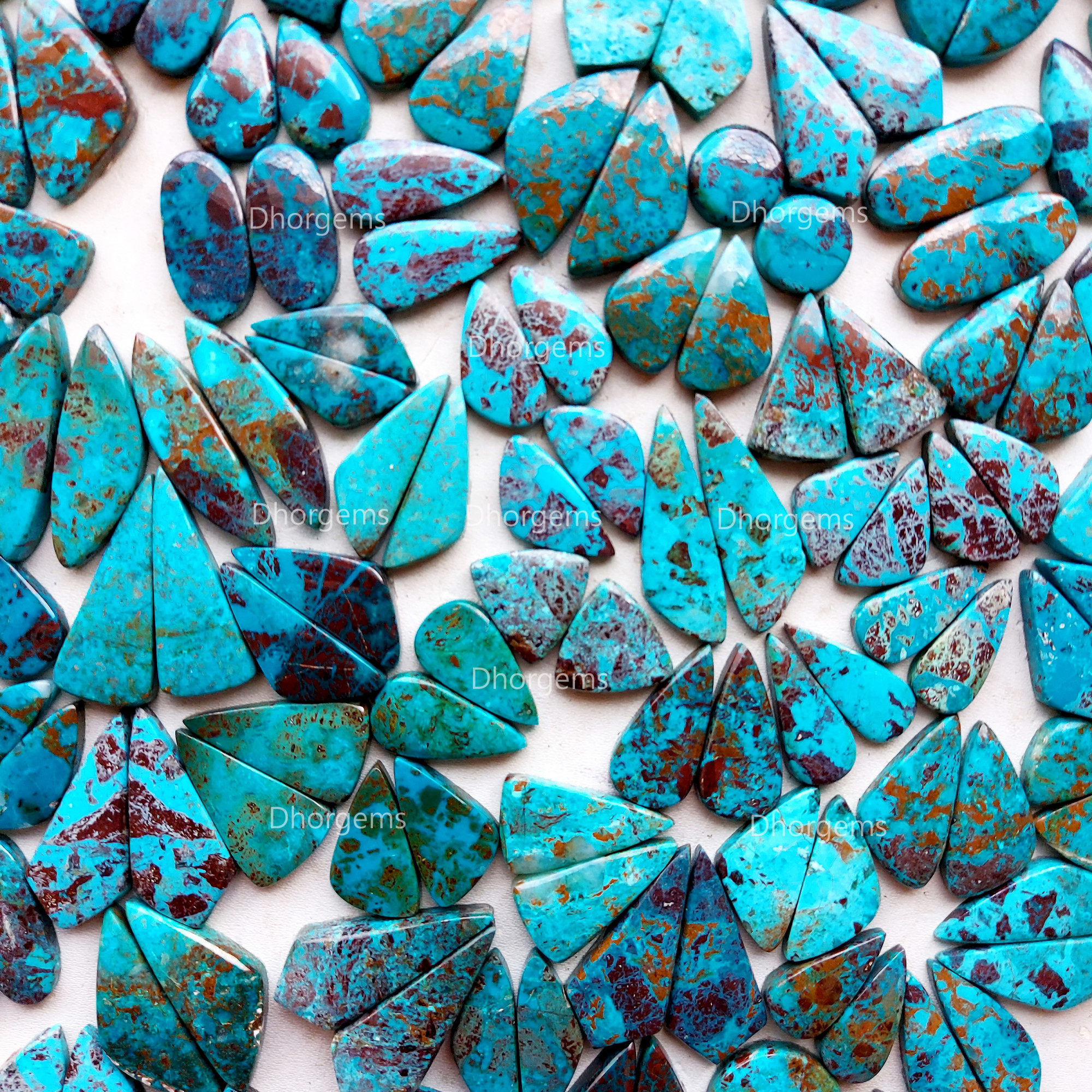 Wholesale Natural Chrysocolla Cabochon Pairs Lot Dangle Drop Silver Earrings Making Matched Healing Crystal Gemstone Random Selection